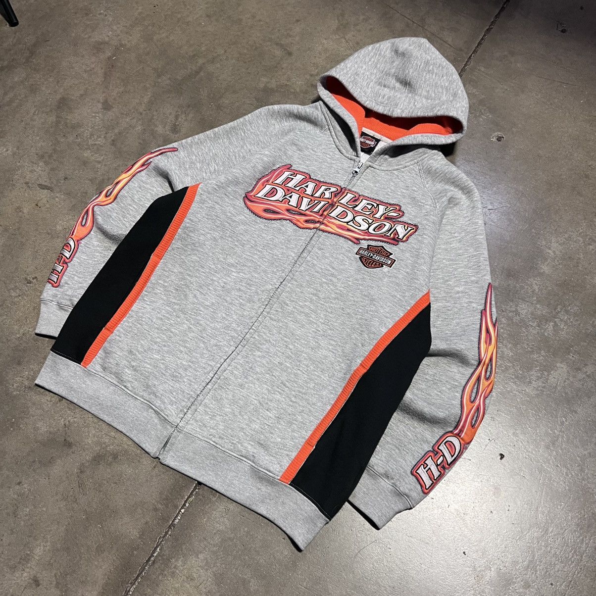 Harley Davidson Vintage Harley Davidson Flame Sleeve Zip Up Hoodie Y2K Biker Size US S / EU 44-46 / 1 - 2 Thumbnail