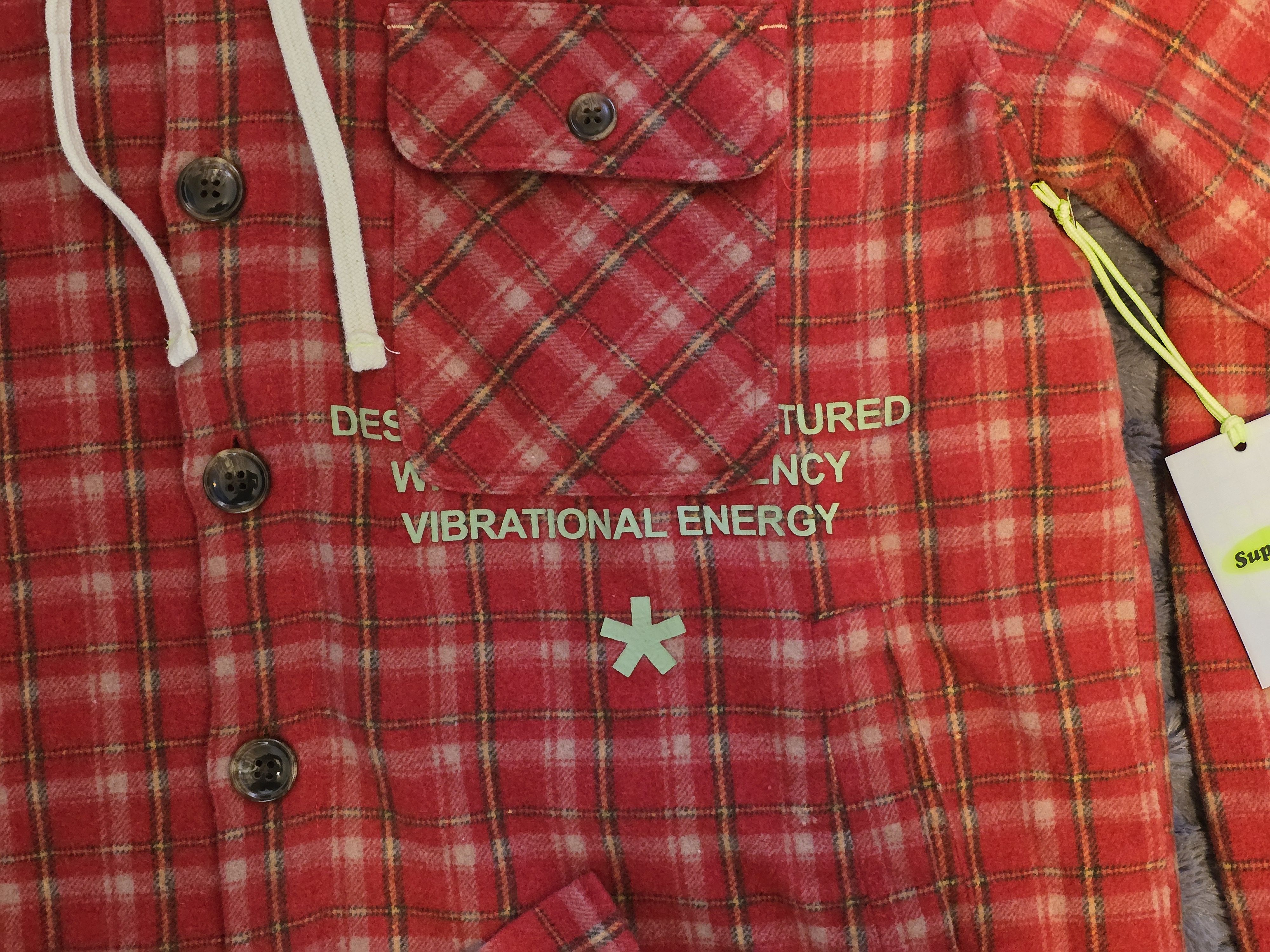 Supervsn SuperVSN Button Flannel Hoodie – Bright Red, Men’s Medium Size US M / EU 48-50 / 2 - 2 Thumbnail