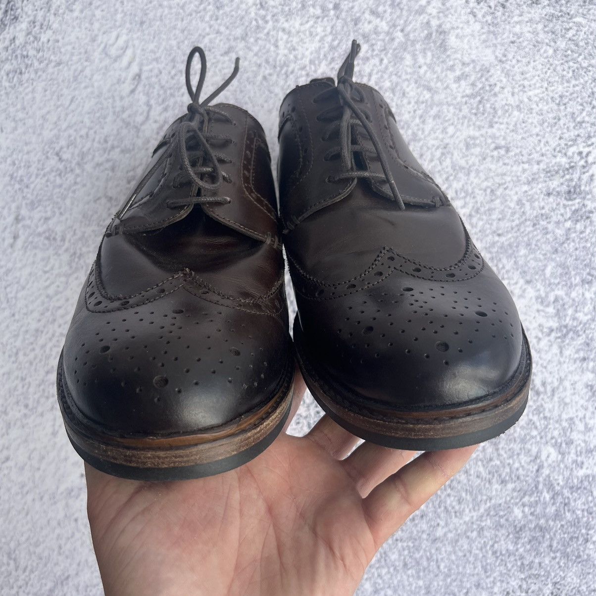 Leather × Sebago SEBAGO brown detailed leather brogue derby shoes Size US 13 / EU 46 - 10 Thumbnail