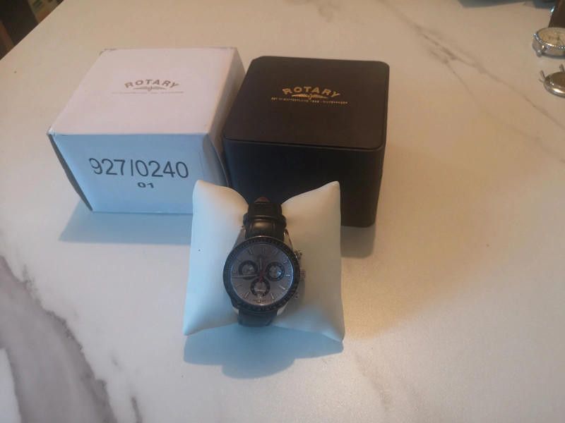 Designer Rotary men's white dial black leather strap watch Size ONE SIZE - 2 Thumbnail
