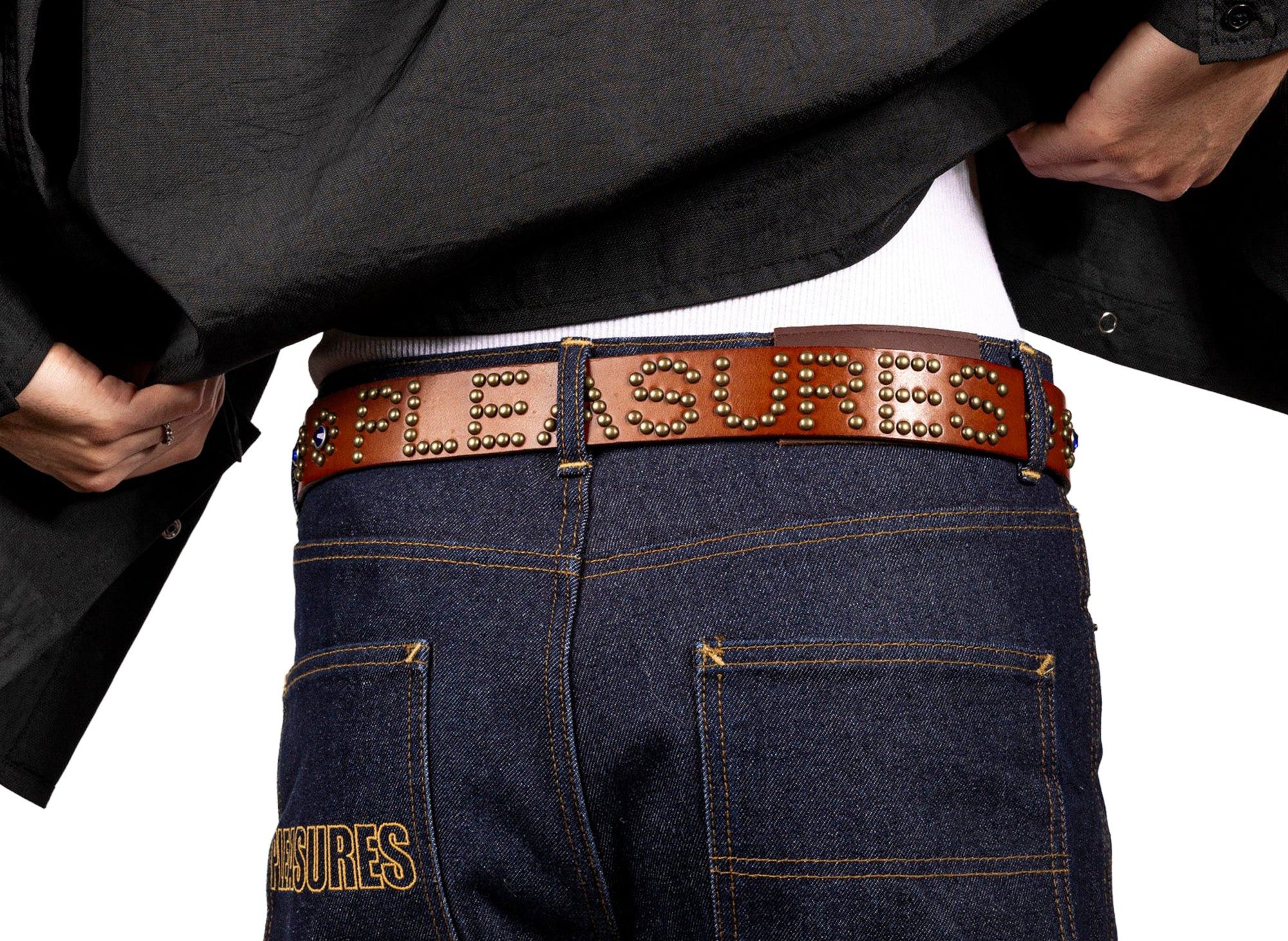 Pleasures STUDDED BELT IN BROWN Size ONE SIZE - 5 Thumbnail