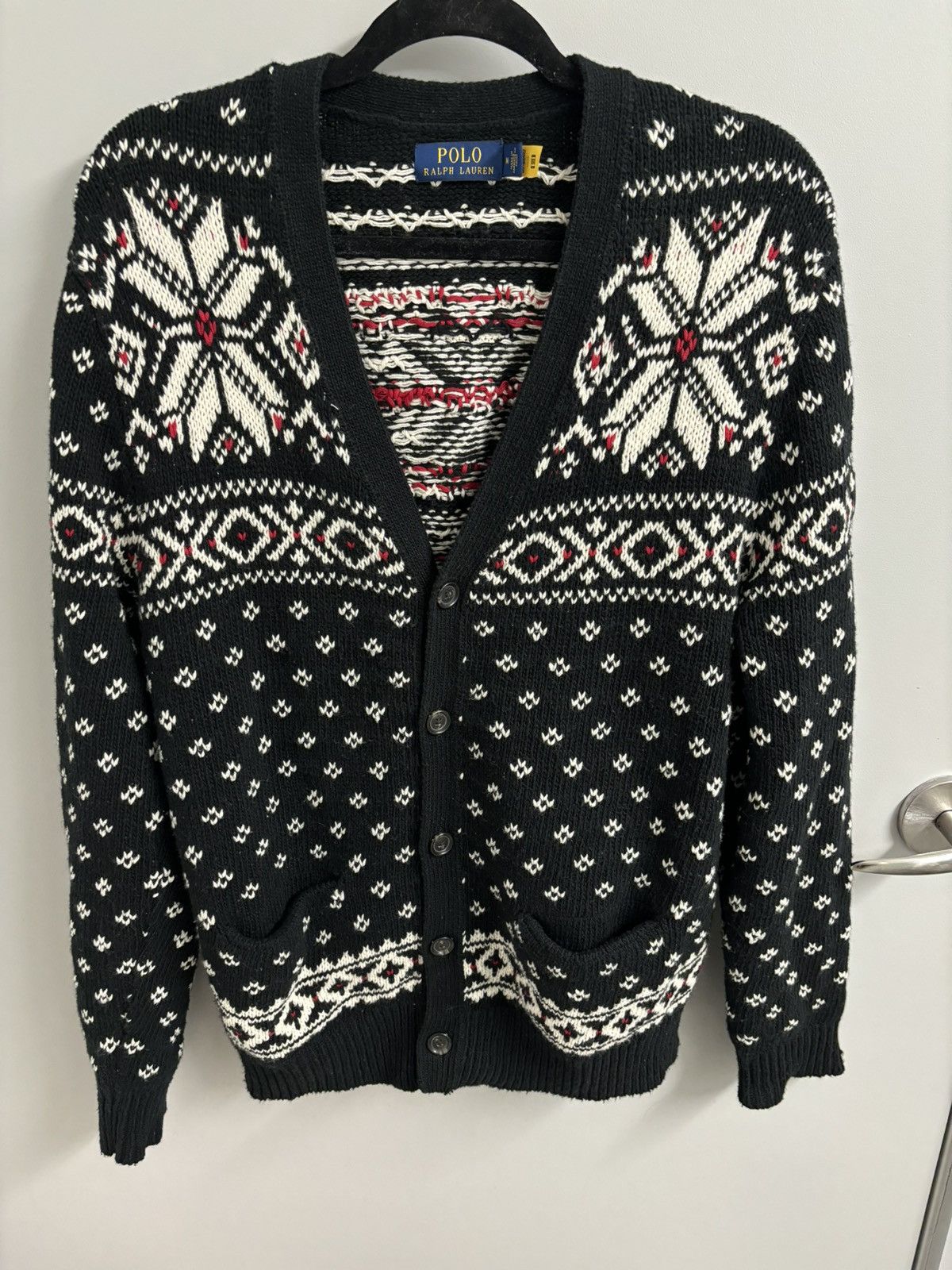 Ralph Lauren, Sweaters, Ralph Lauren Exclusive Hand Knit Skier Sweater 5  Snow Flake Buttons Womens Large
