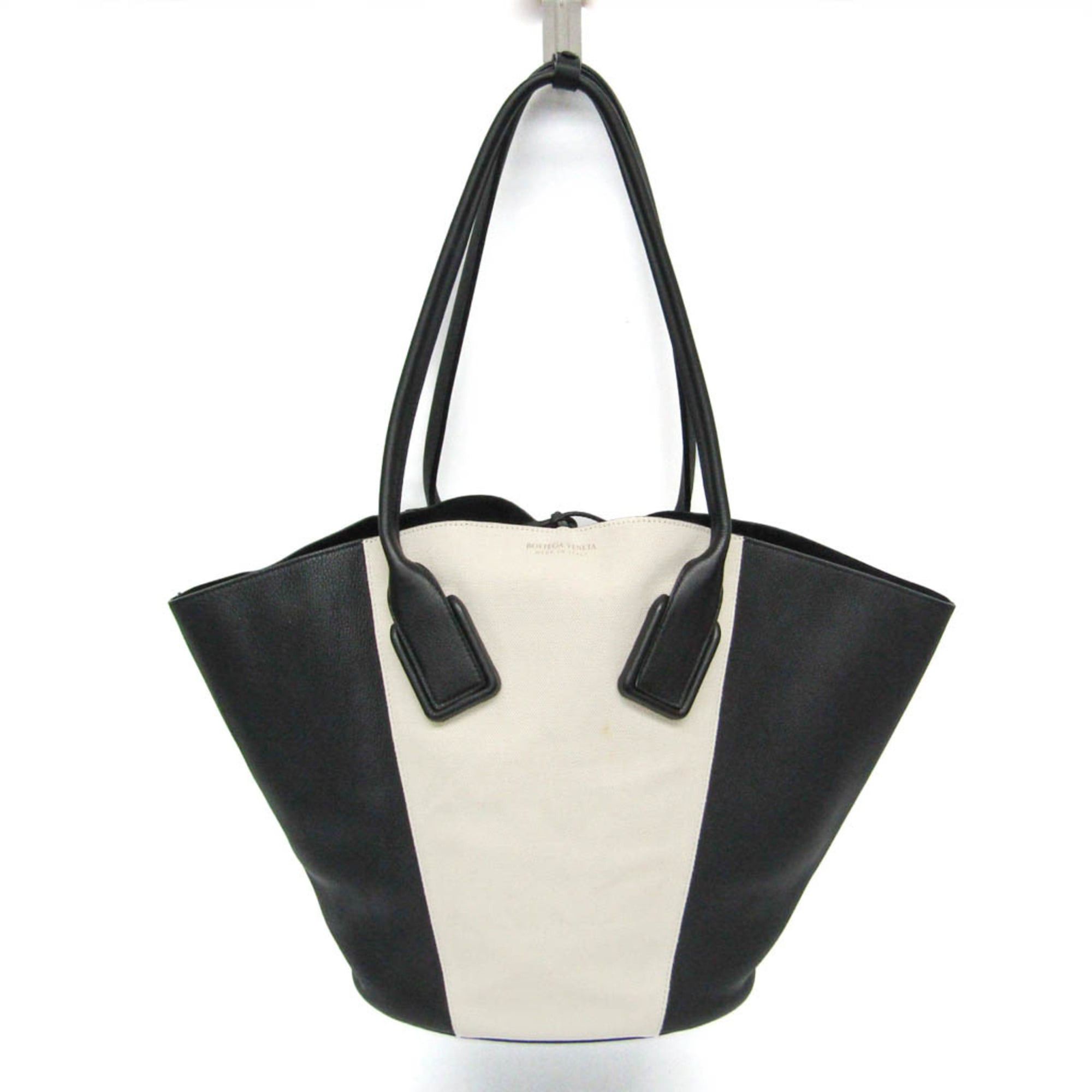 Bottega Veneta Bottega Veneta Basket Large Women's Leather,Canvas Tote Bag Black,Off-white Size ONE SIZE - 1 Thumbnail