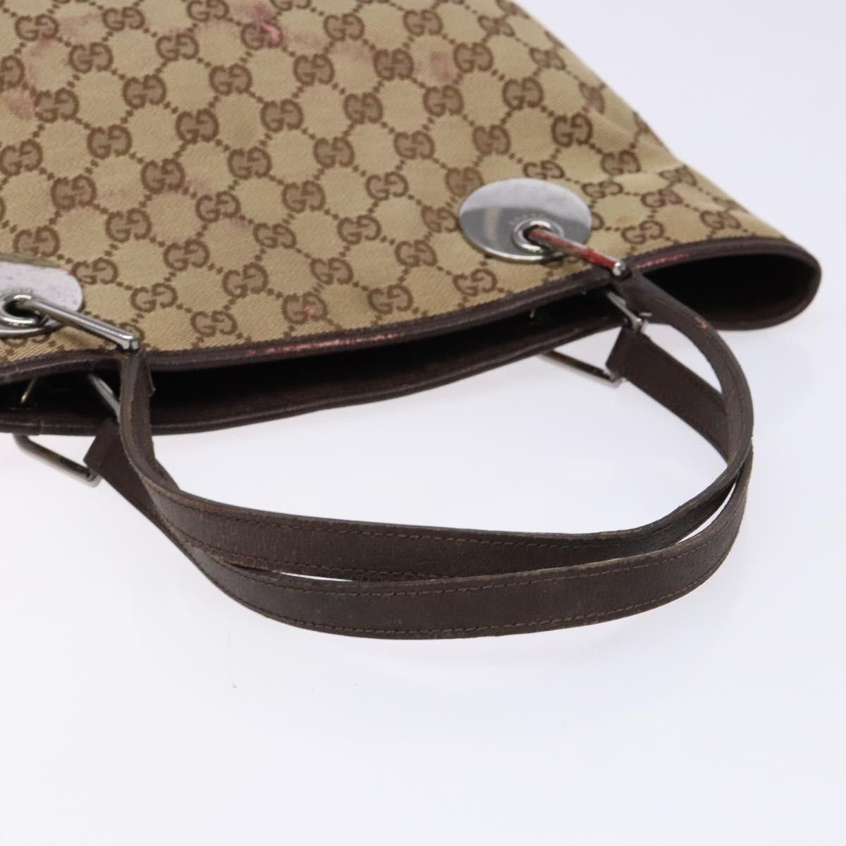 Gucci GUCCI GG Canvas Tote Bag Beige Silver Size ONE SIZE - 7 Thumbnail