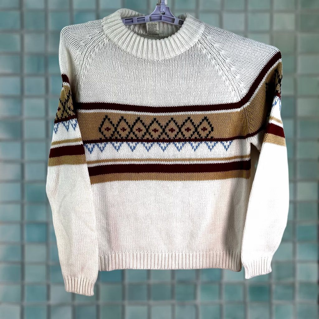 Vintage VINTAGE National Shirt Alpine Vintage Sweater Mens Size L White Acrylic Size US L / EU 52-54 / 3 - 1 Thumbnail