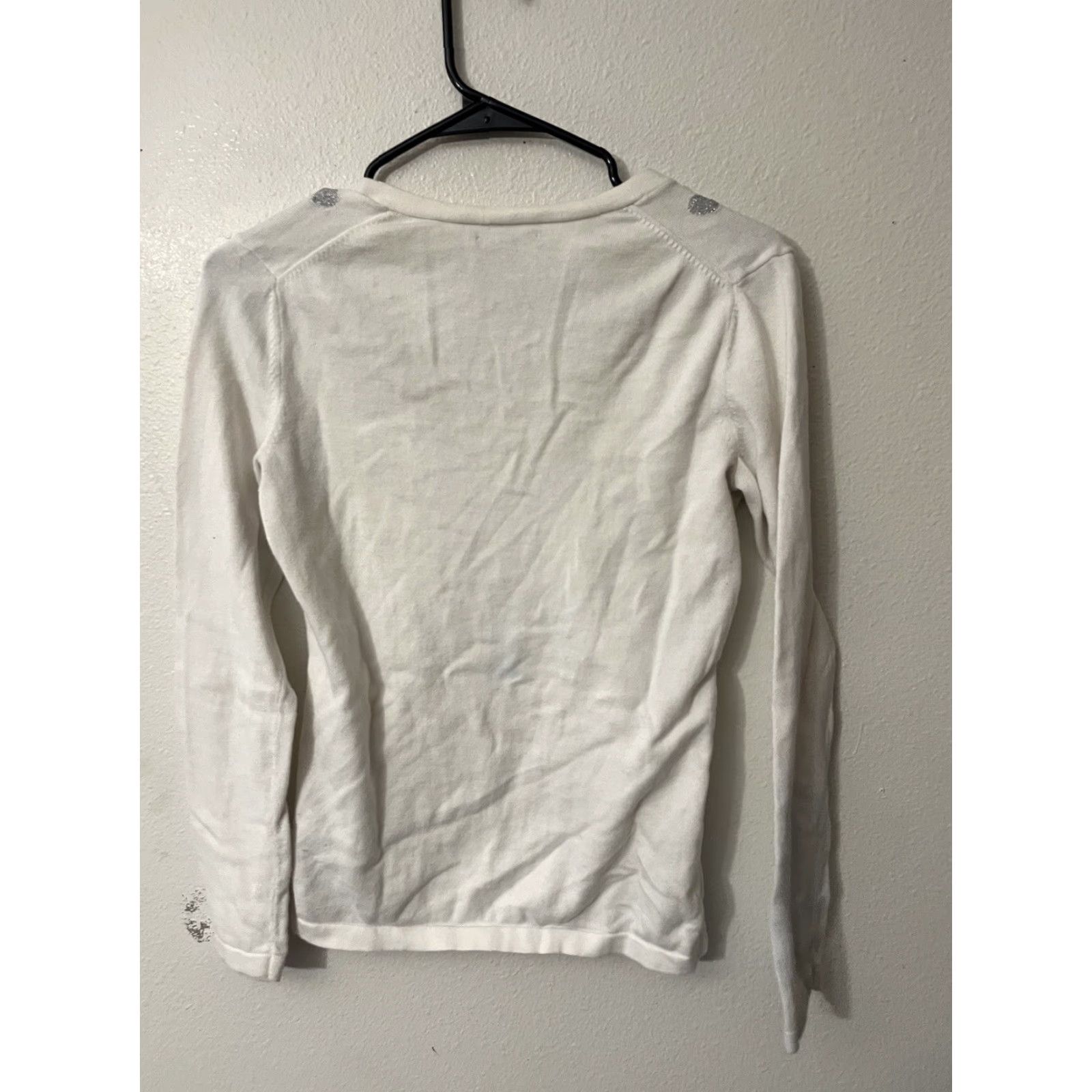 Tommy Hilfiger Tommy Hilfiger Womans Sweater White Dot Small Polyester Blend Long Sleeve V Neck Size L / US 10 / IT 46 - 3 Thumbnail