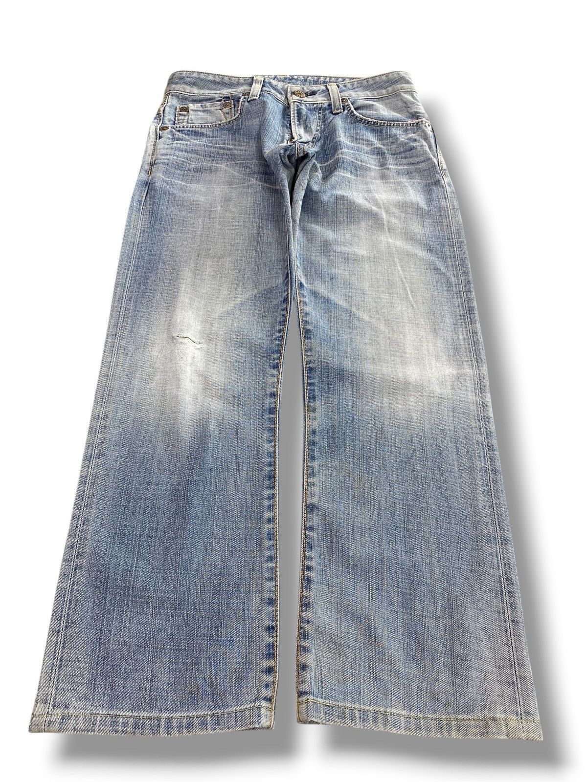 Edwin Edwin Whiskered Faded Wash Style Wide Fit Jeans Size US 32 / EU 48 - 1 Thumbnail