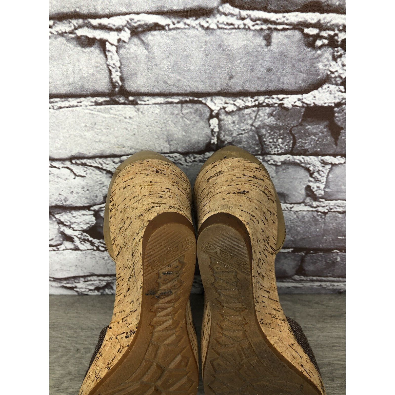 Teva Teva Riviera Grey Brown Mary Jane Cork Wedge Shoes Women 7.5 Size US 7.5 / IT 37.5 - 18 Thumbnail