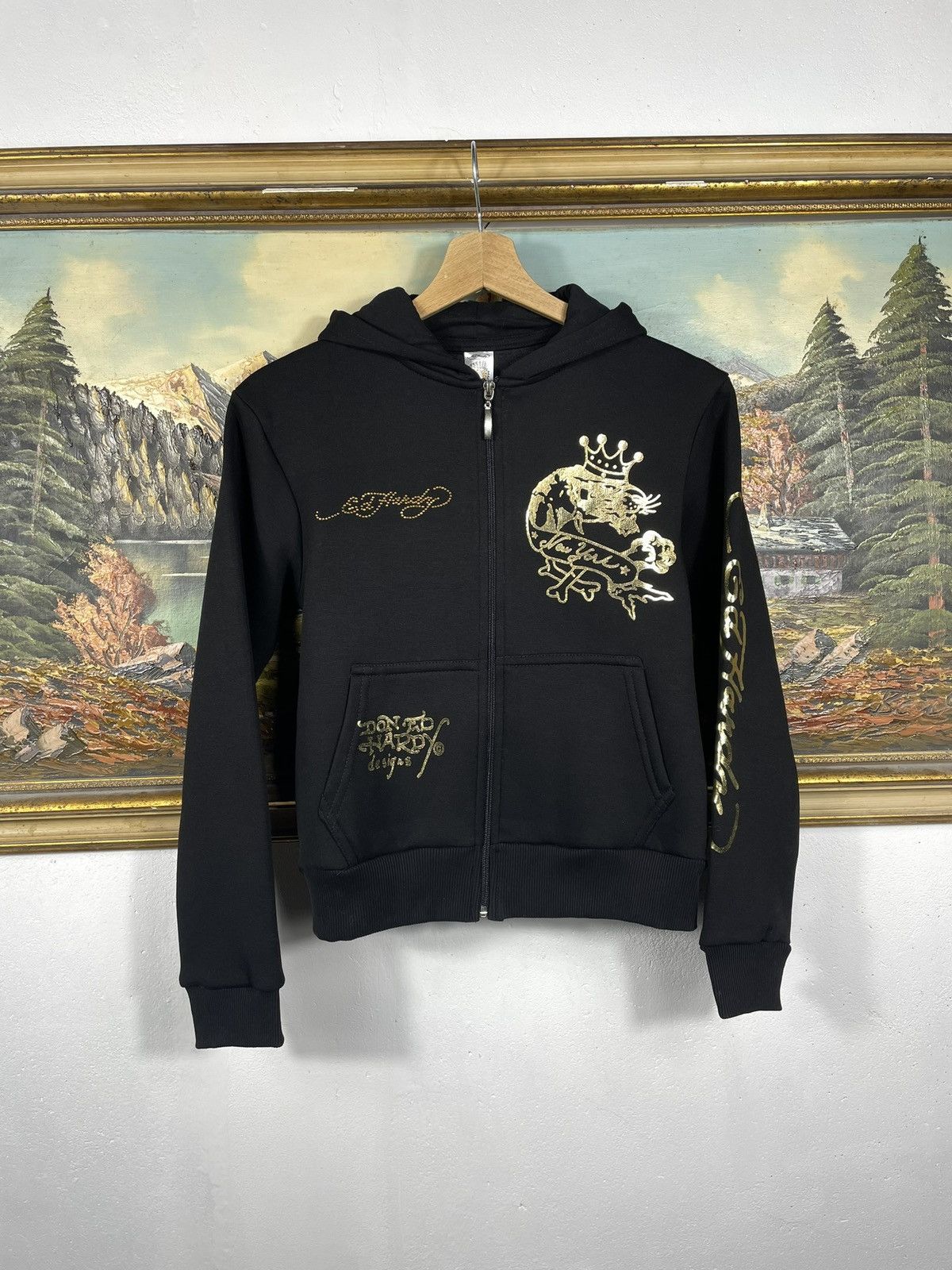 Christian Audigier × Ed Hardy × Vintage Ed Hardy Retro 00s Hoodie Sweatshirt Affliction Grunge Size S / US 4 / IT 40 - 2 Thumbnail