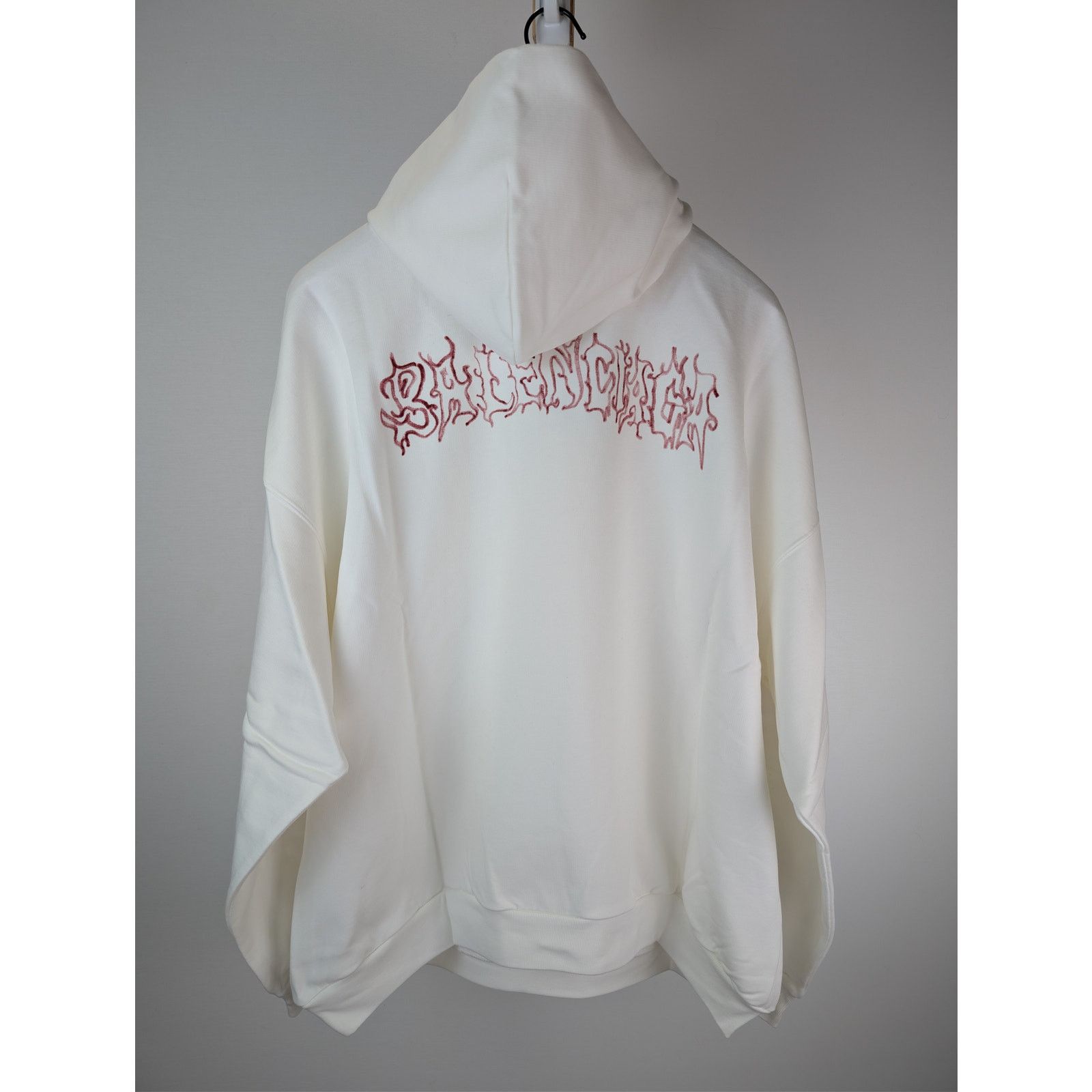 Balenciaga o1rshd1 Large Fit Hoodie in White / Red Size US L / EU 52-54 / 3 - 10 Thumbnail