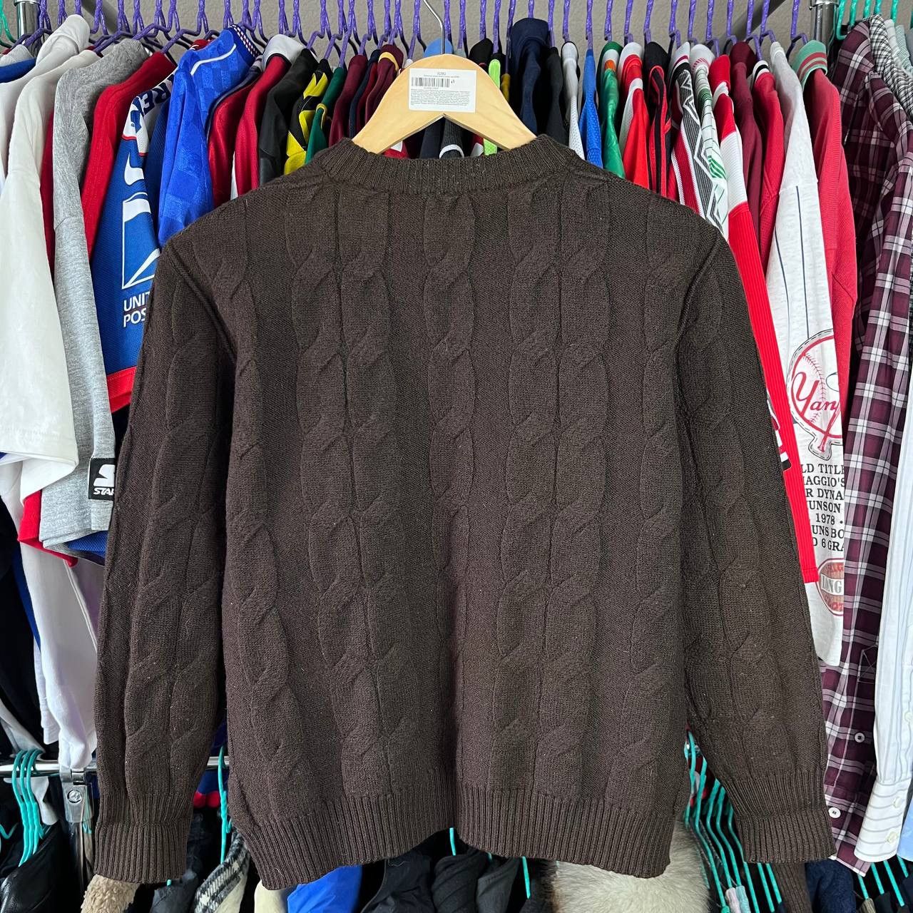Celine 80s Celine Paris Pure Wool Brown Cable Knit Cardigan Size XS / US 0-2 / IT 36-38 - 4 Thumbnail