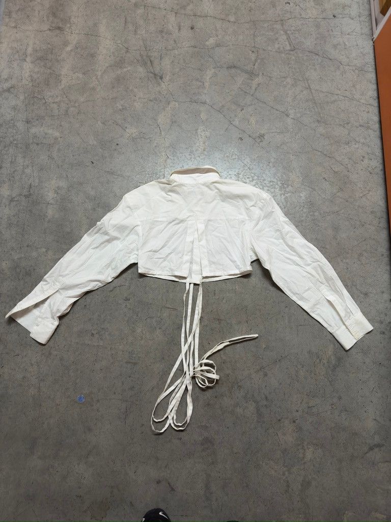 Christopher Esber Christopher Esber White Cropped Tie Blouse (Size 10) Size S / US 4 / IT 40 - 2 Thumbnail