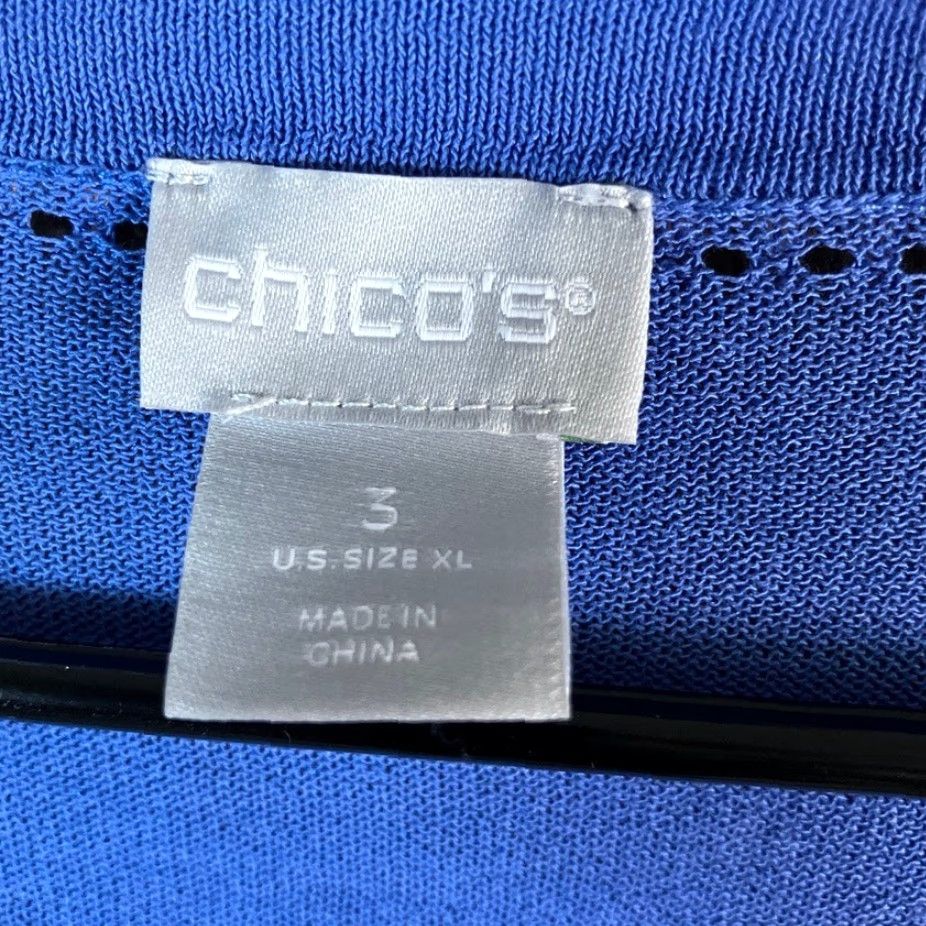 Vintage VINTAGE Chicos Cardigan Sweater Blue V-Neck Button Front Long Sleeve XL Women’s Knit Stretch Relaxed Casual Workwear Size XL / US 12-14 / IT 48-50 - 6 Thumbnail