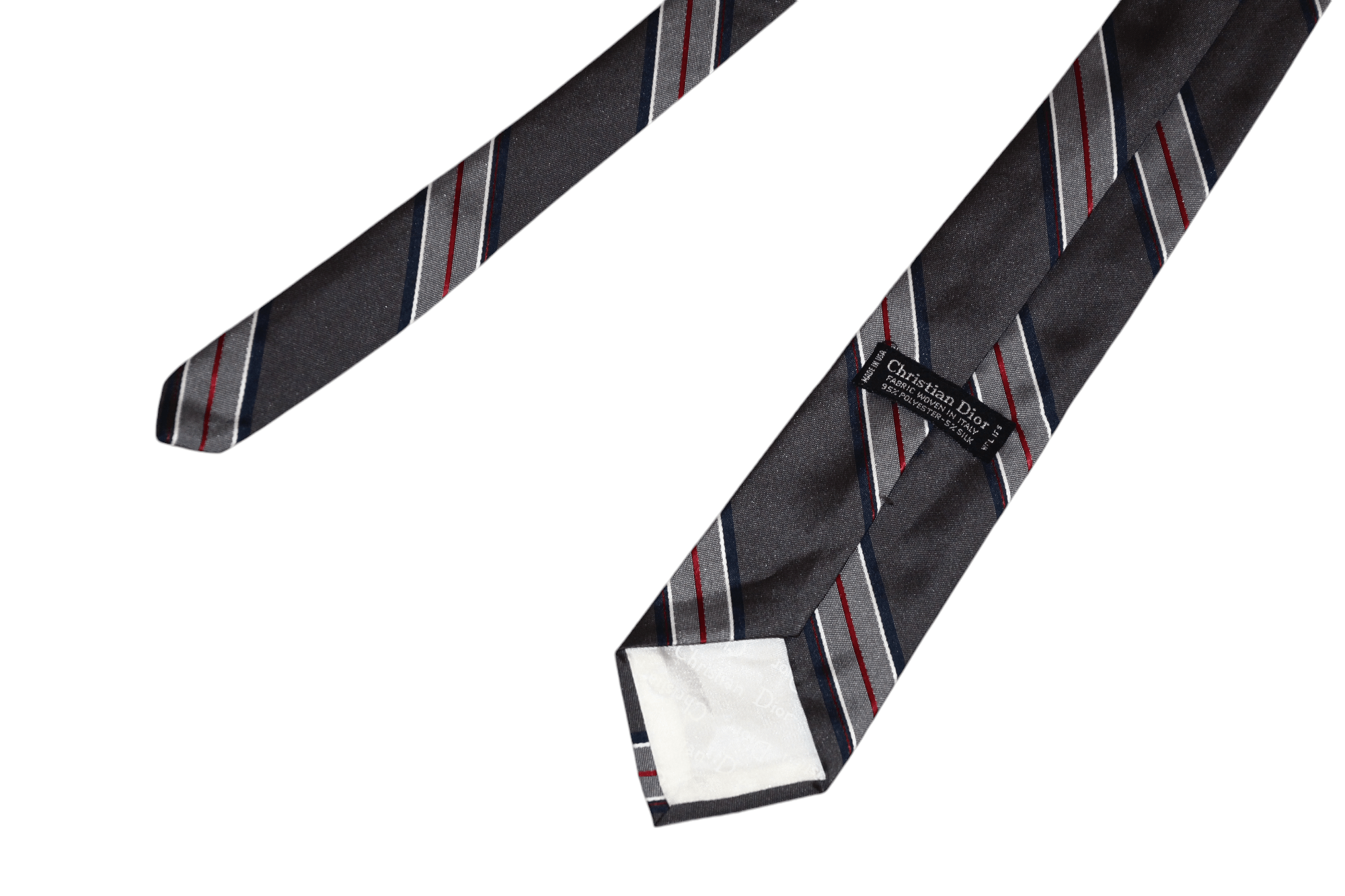 Christian Dior Monsieur Vtg Christian Dior Black Label USA made red-grey stripes tie Size ONE SIZE - 9 Thumbnail
