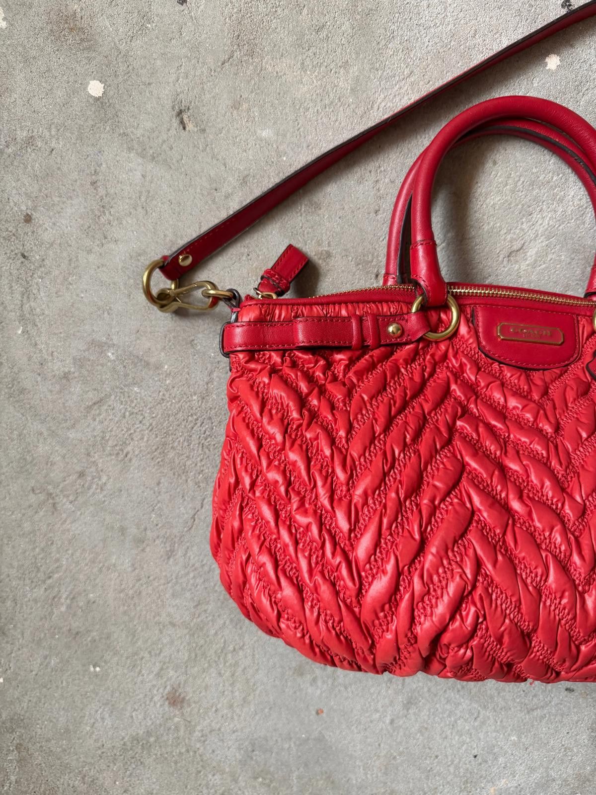 Coach Coach 2Way 70th Anniversary Quilted Nylon Shoulder Bag Red Size ONE SIZE - 2 Thumbnail
