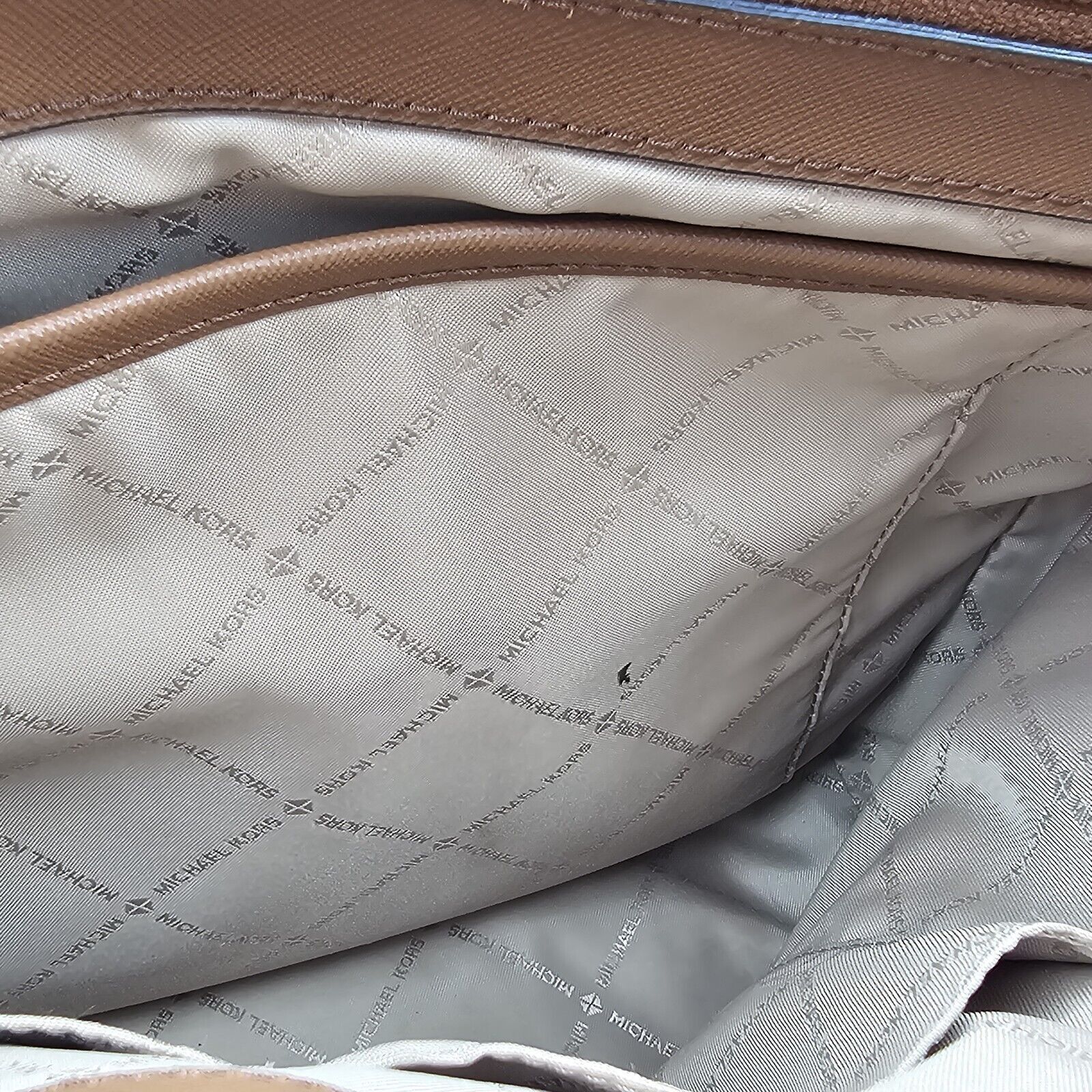 Michael Kors Michael Kors Walsh MK Logo Handbag Tote Purse Brown Tan Gold Size ONE SIZE - 15 Thumbnail