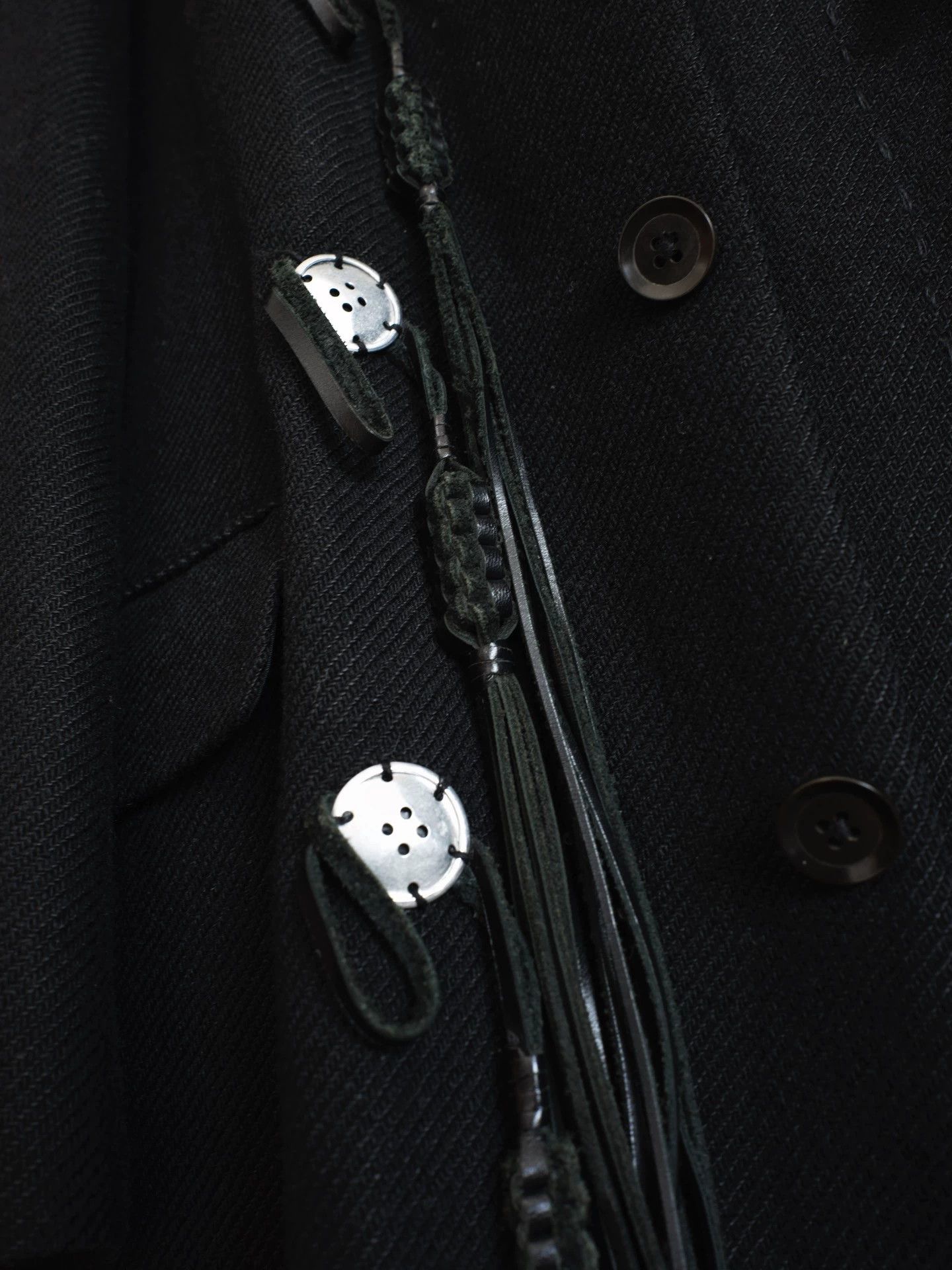 Yohji Yamamoto Yohji Yamamoto 05AW Silver Buckle Leather Cord Twill Coat Size US L / EU 52-54 / 3 - 5 Thumbnail