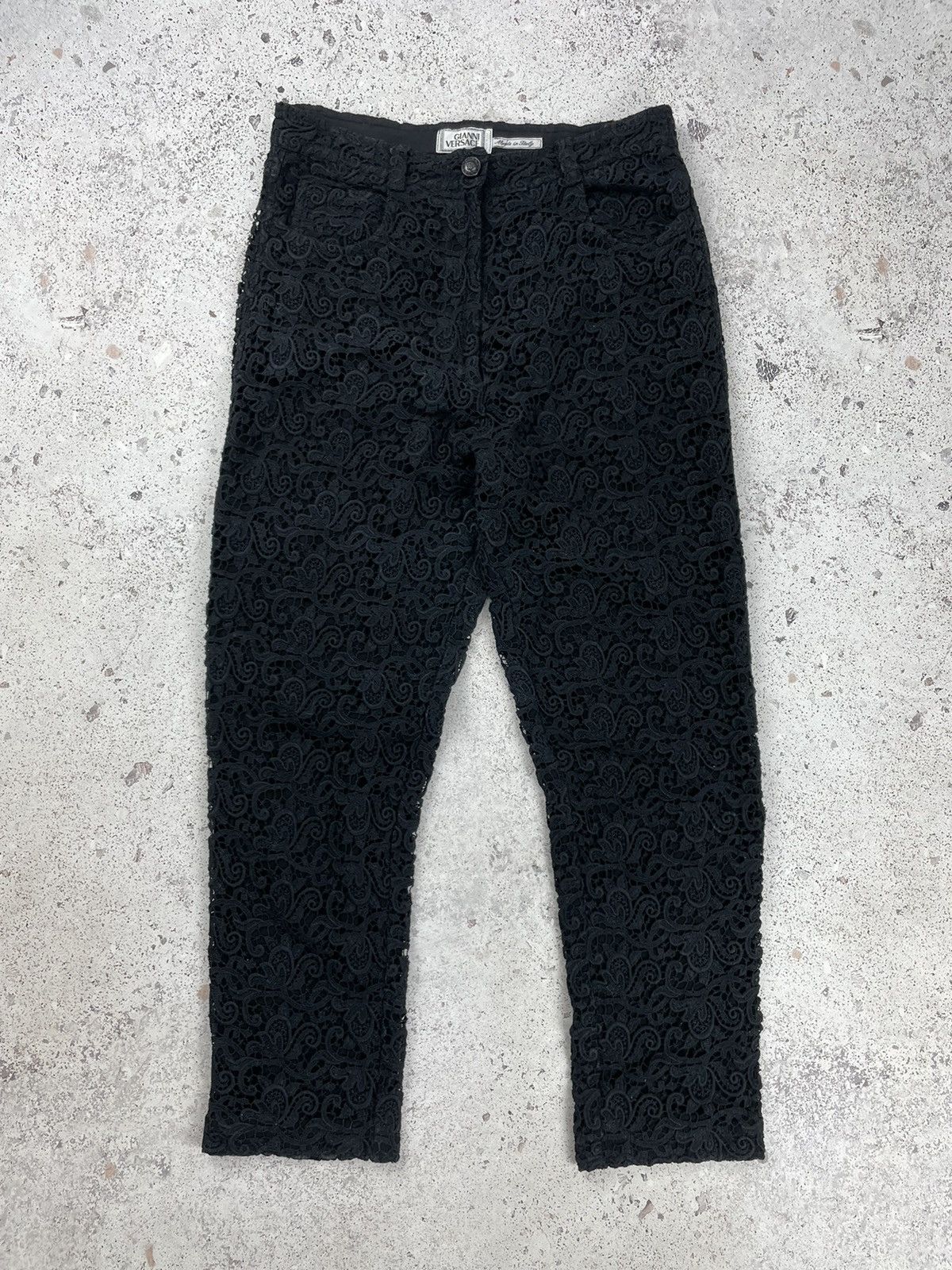 image of Very Gianni Versace Printed Women’S Trousers Pants in Black, Women's (Size 27)