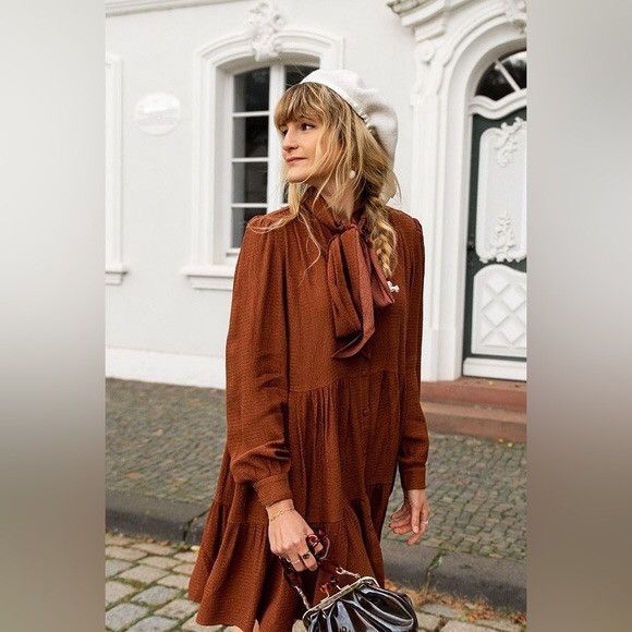 Sezane Sezane Hazelnut Brown Selena Dress Size FR 36 Size S / US 4 / IT 40 - 4 Thumbnail