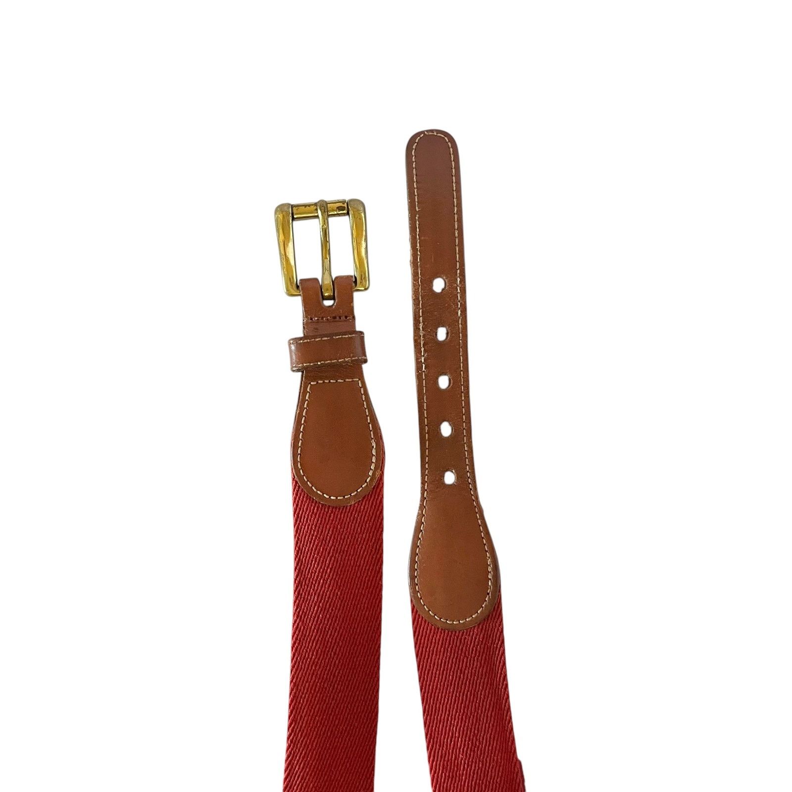 Dooney & Bourke × Vintage Dooney & Bourke Vintage Leather Red Wool Surcingle Belt Size 38 - 6 Thumbnail