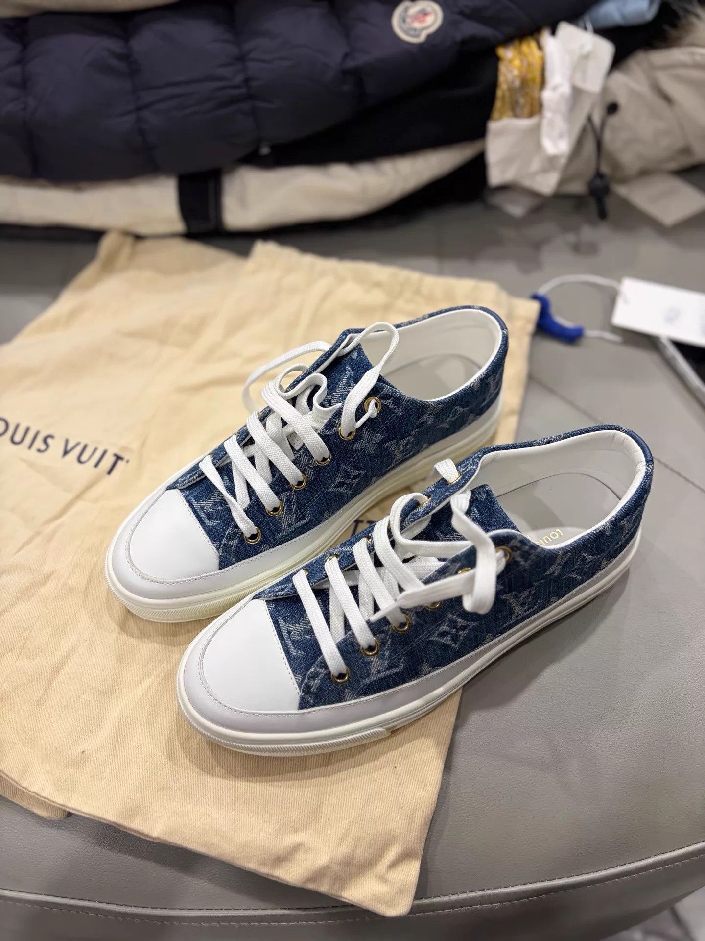 Louis Vuitton LV Monogram Denim Board Shoes EUR 37 (Fits 38) Size US 6.5 / IT 36.5 - 3 Thumbnail