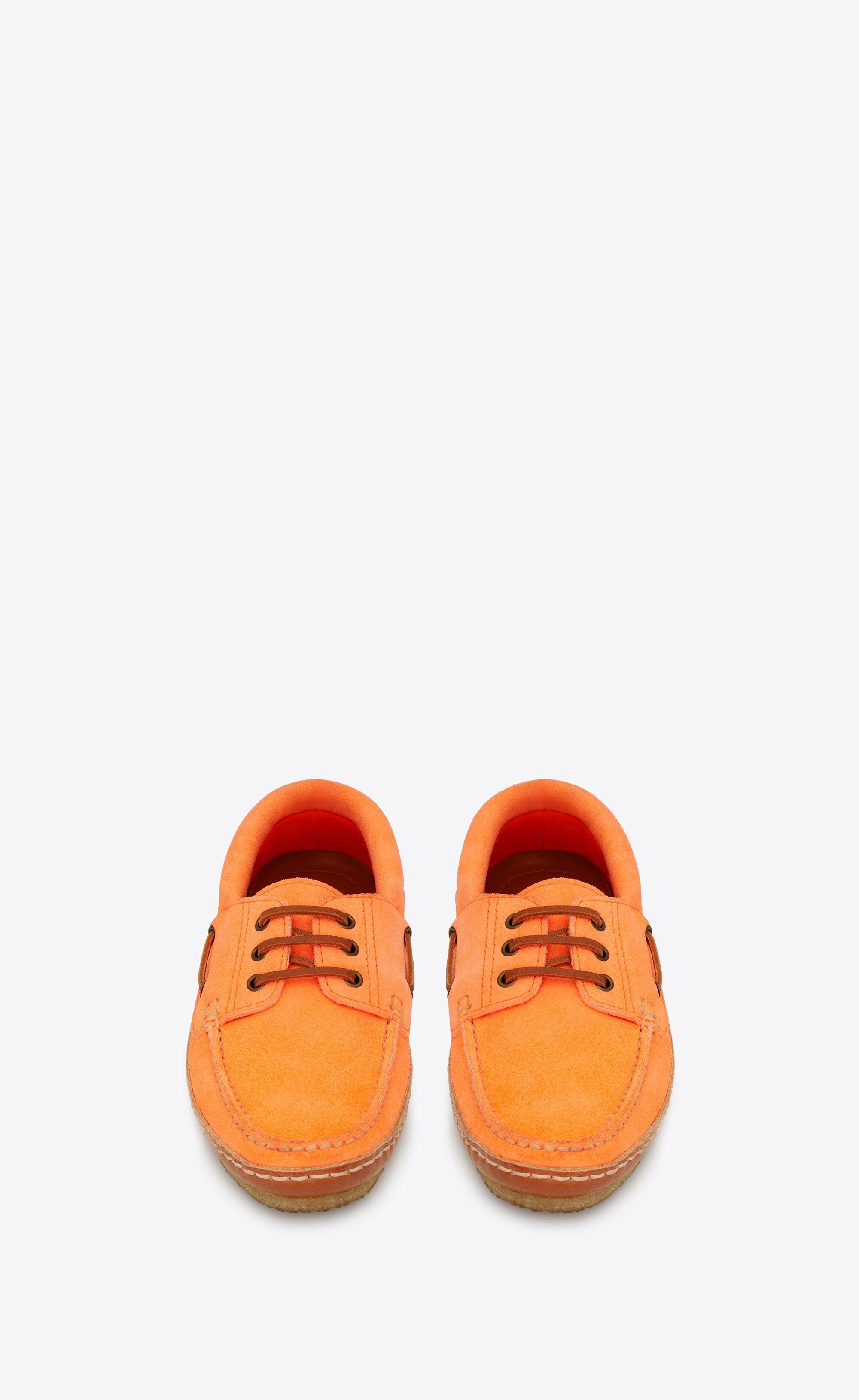 Saint Laurent Paris o1bcso1str1124 Ashe Boat Shoes in Suede in Orange Size US 9 / EU 42 - 3 Thumbnail