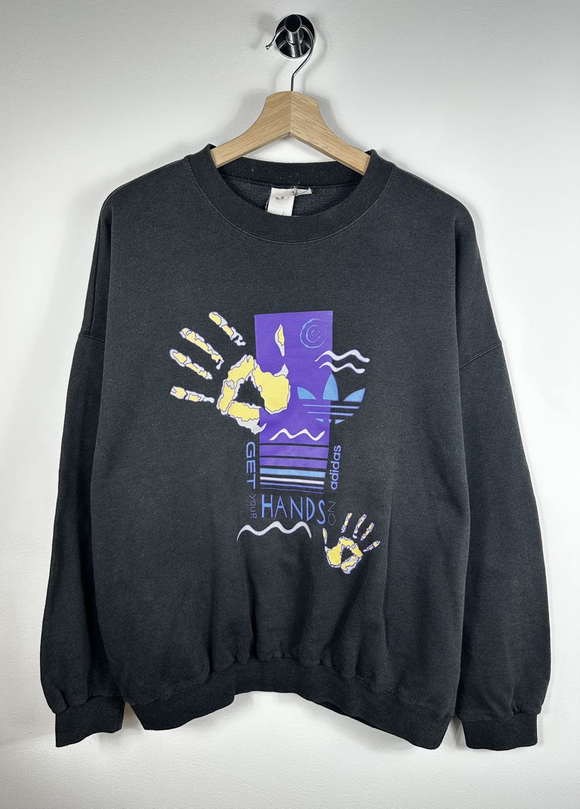 Adidas Vintage Adidas "Get Your Hands On" Graphic Sweatshirt Size US L / EU 52-54 / 3 - 1 Thumbnail