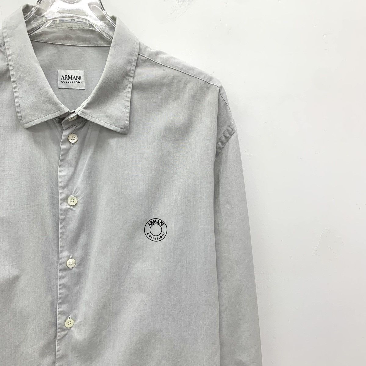 Armani Armani Grey Logo Cotton Collared Long Sleeve Shirt K26WX Size US XL / EU 56 / 4 - 3 Thumbnail