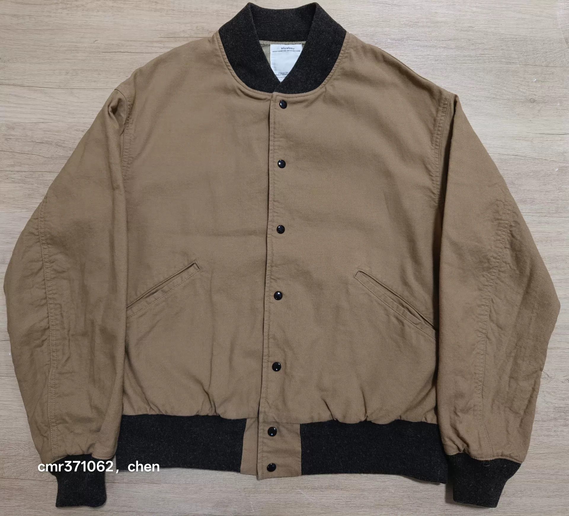 Visvim Beige Bomber Jacket with Black Trim, Size M Size US M / EU 48-50 / 2 - 1 Thumbnail