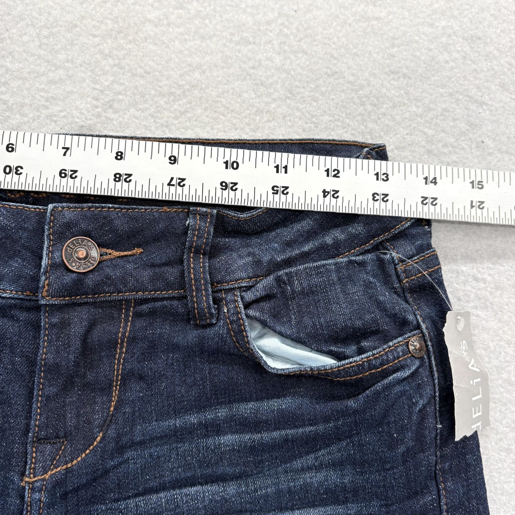 Denime dELiA*s Reese Straight Jeans Womens 0 Dark Wash Low Rise Stretch Denim NWT Casual 5-Pocket Jeans Size 25" / US 0 / IT 36 - 7 Thumbnail