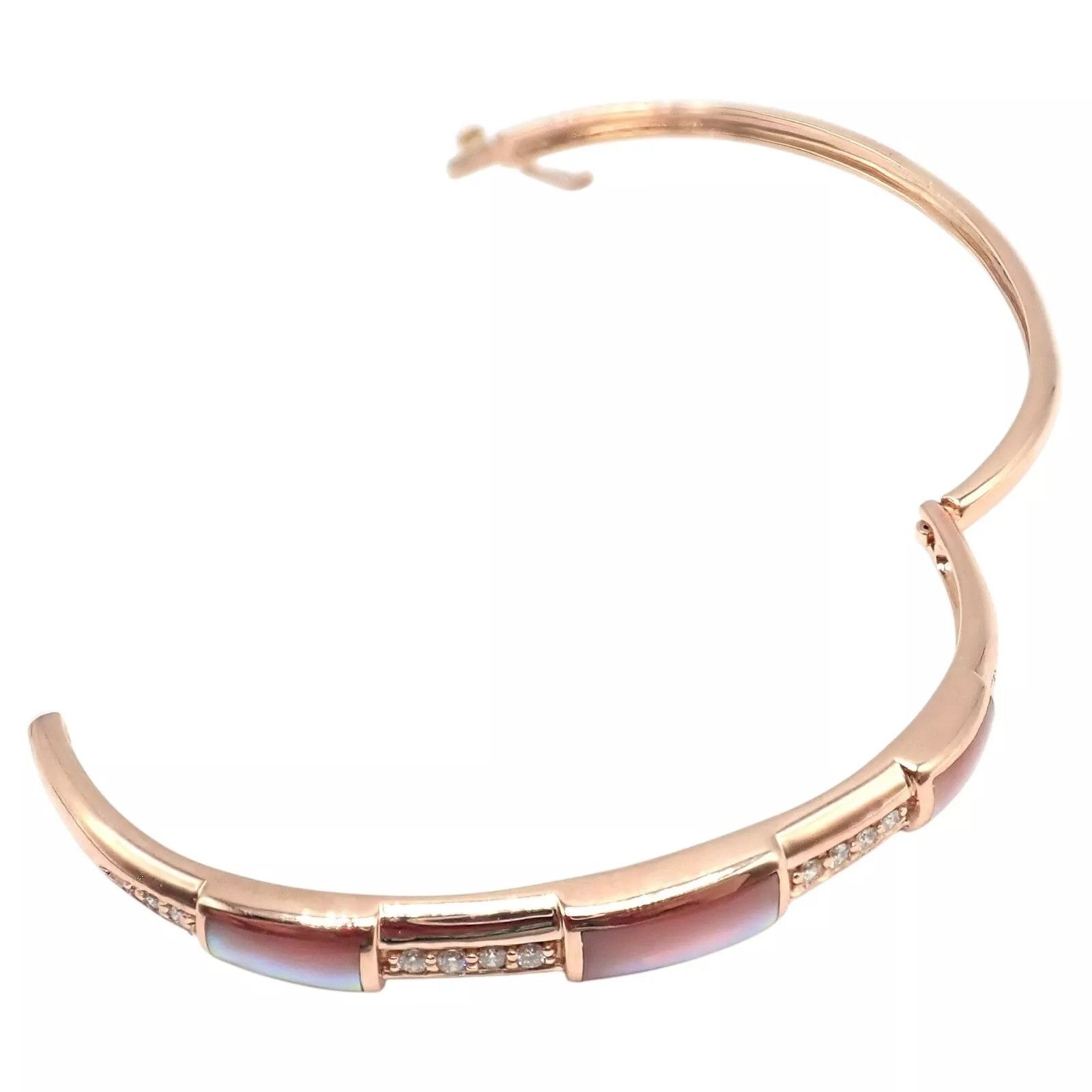 The Unbranded Brand Kabana 14k Rose Gold Diamond Mother of Pearl Bangle Bracelet Size ONE SIZE - 9 Thumbnail
