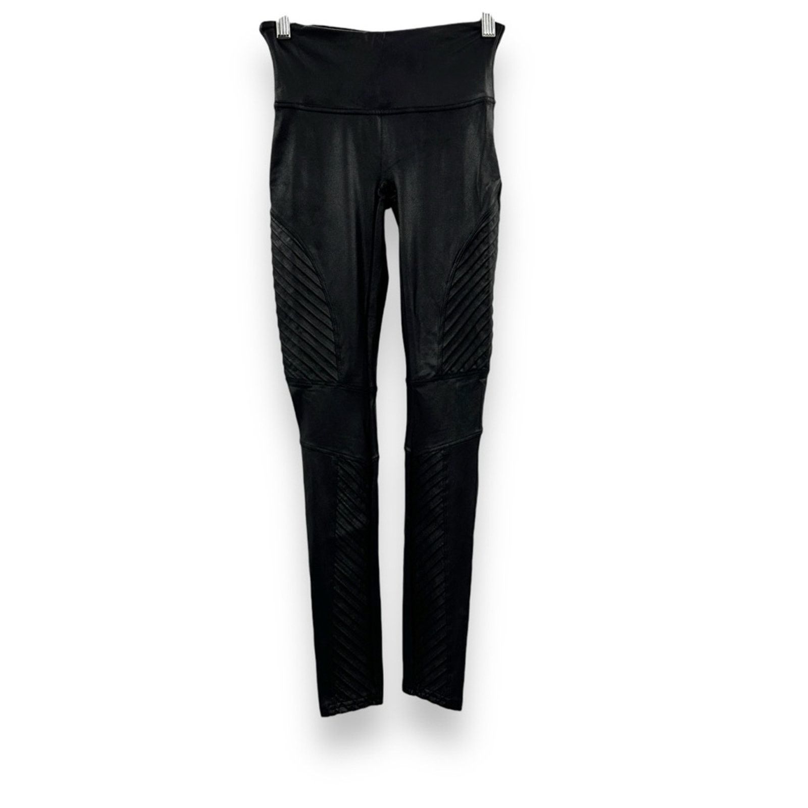 Spanx Spanx Black Faux Leather Moto Mid Rise Shaping Leggings Sz S Size 22" - 2 Thumbnail