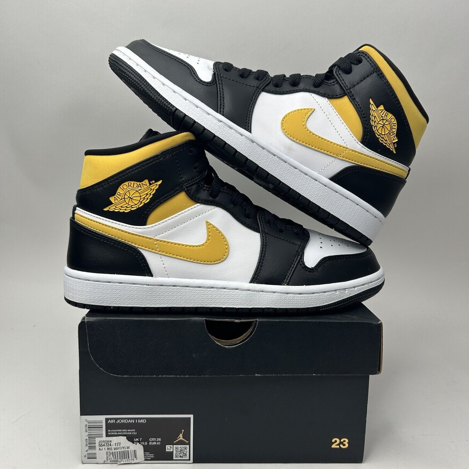 Nike Nike Air Jordan 1 Retro Mid “Pollen/Black University Gold” Size US 8 / EU 41 - 1 Thumbnail