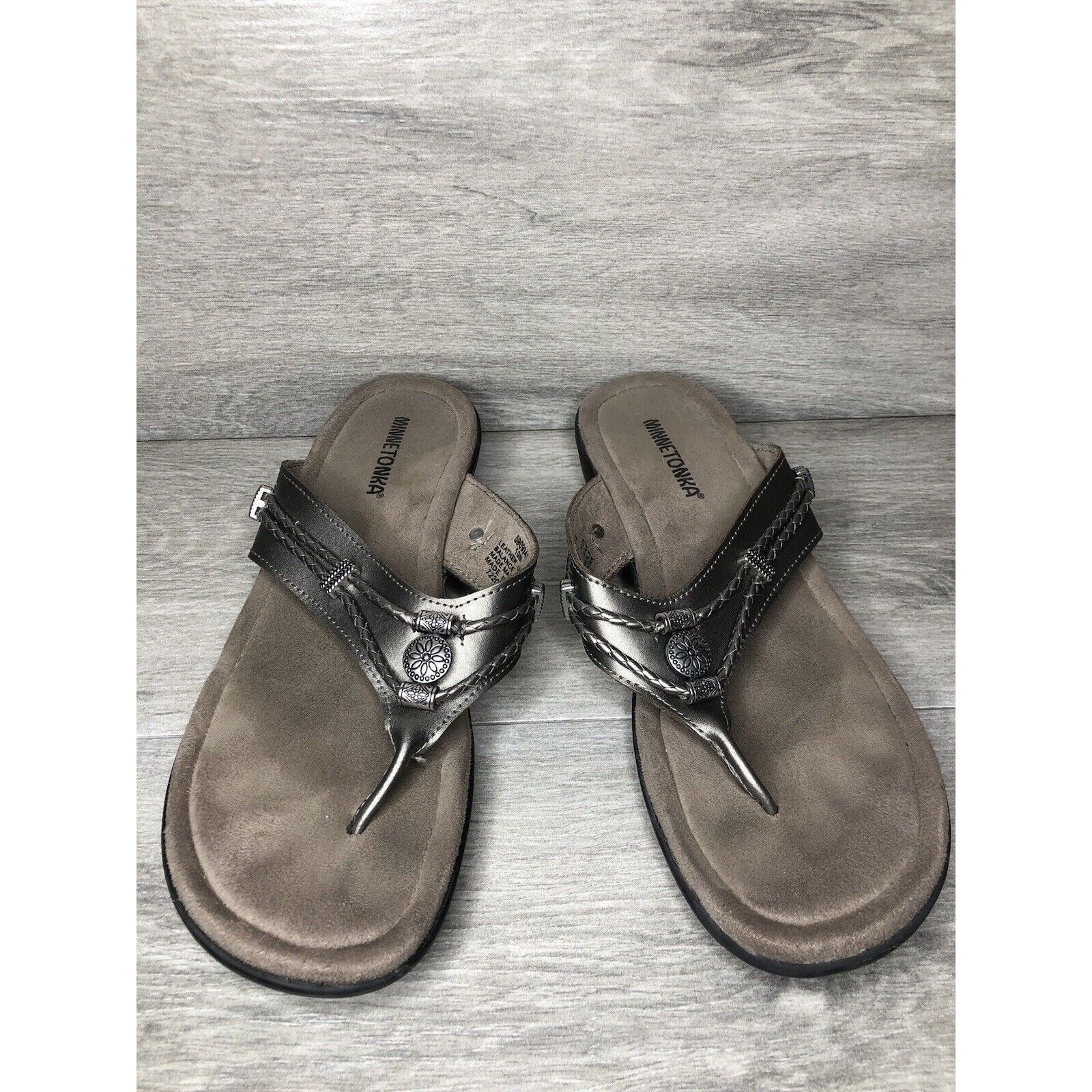 Minnetonka Minnetonka Pewter Silver Silverthorne Filp Flop Thong Sandal Size US 10 / IT 40 - 2 Thumbnail