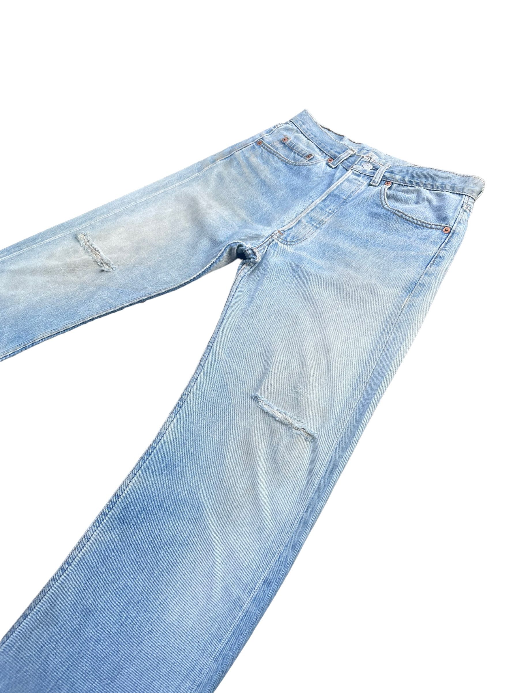 Levi's Vintage 1992 Levis 501 e Faded Distresed Denim Size US 31 - 2 Thumbnail