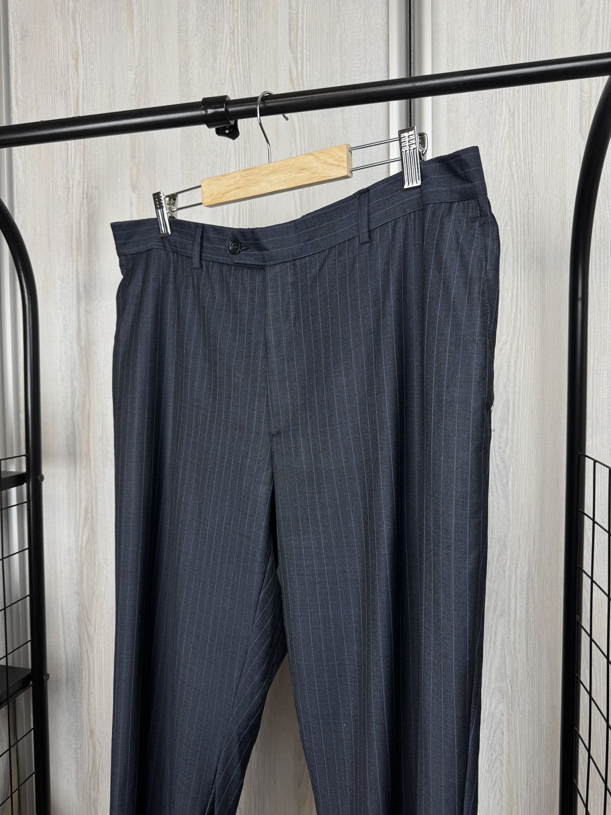 Boggi Boggi Milano vintage wool navy blue striped 3 button suit Size 46R - 14 Thumbnail