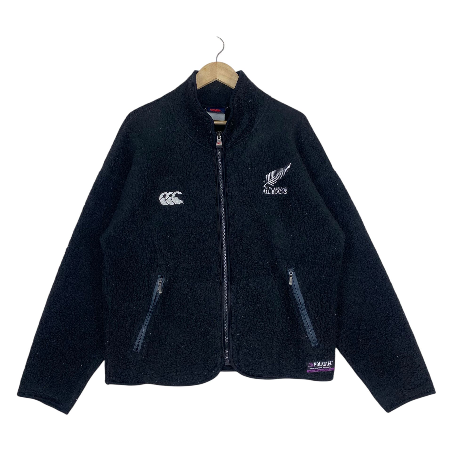 Canterbury of New Zealand 💥90s CANTERBURY ALLBLACK POLARTEC BOA FLEECE ZIPPER JACKET Size US XL / EU 56 / 4 - 2 Thumbnail