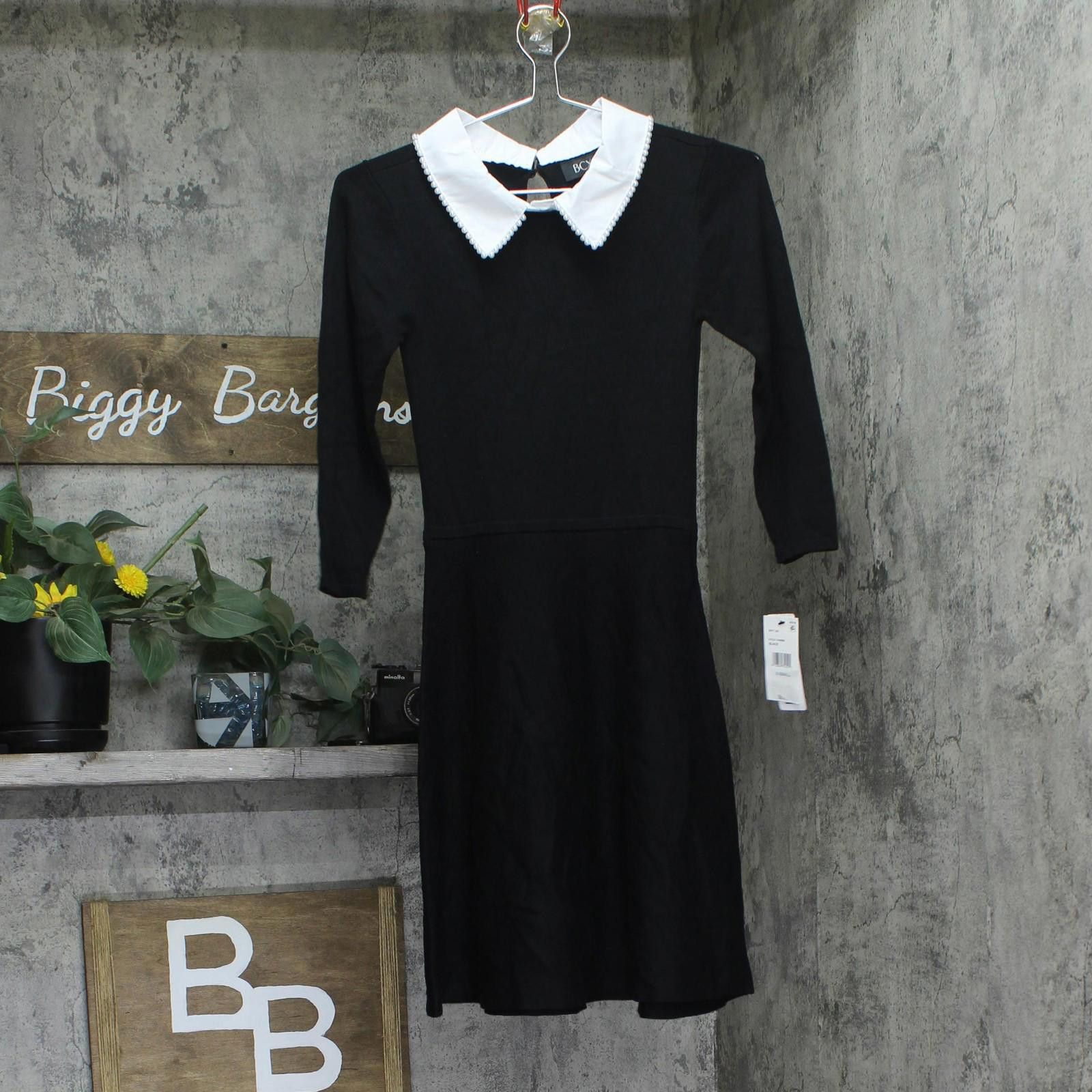 Other Nwt Bcx Pearl-collar 3/4 Sleeve Dress 1104m8m Black Xs Size XS / US 0-2 / IT 36-38 - 1 Thumbnail
