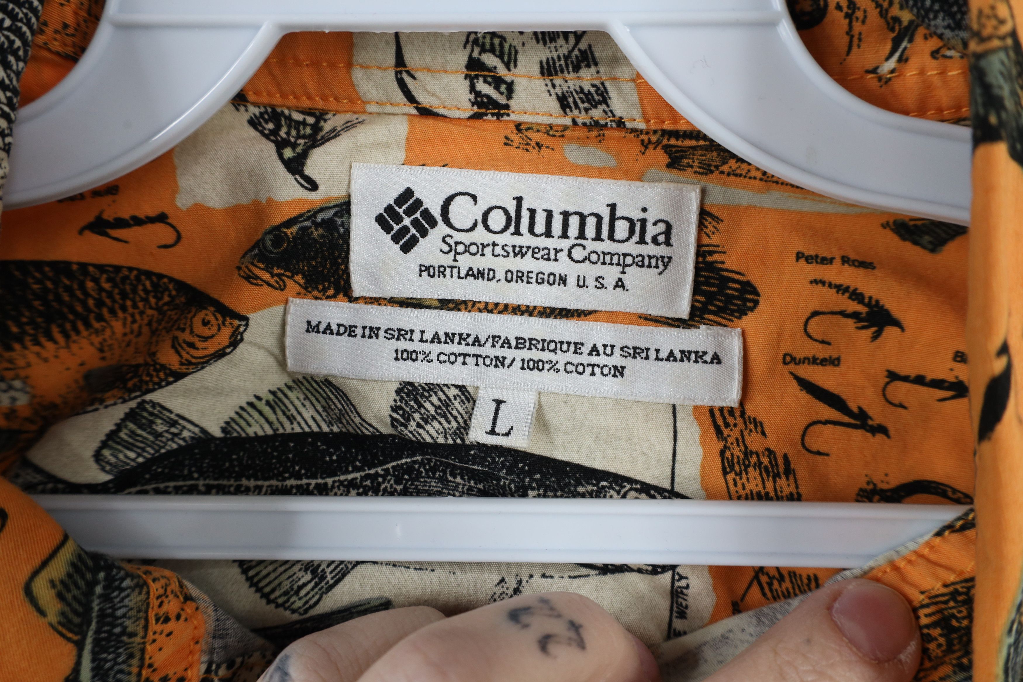 Columbia × Vintage Vintage 90s Columbia Over Print Short Sleeve Button Shirt Size US L / EU 52-54 / 3 - 9 Thumbnail
