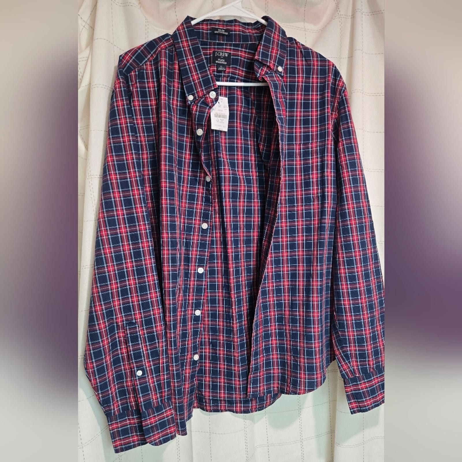 J.Crew J. Crew Men's Slim Untucked Holiday Tartan Plaid Flex Shirt Size US L / EU 52-54 / 3 - 1 Thumbnail