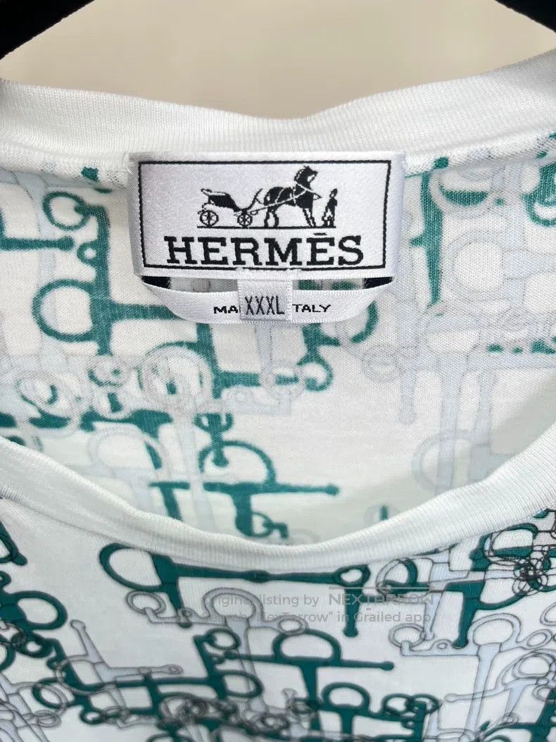 Hermes Hermes size 3XL Printed knitted short-sleeved T-shirt Size US S / EU 44-46 / 1 - 3 Thumbnail