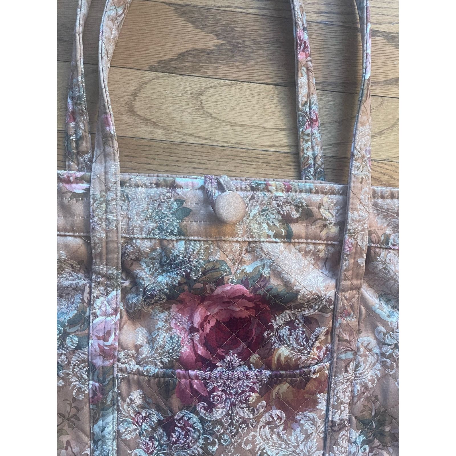 Vintage Raymond Waites Women's Floral Quilted Handle Tote Bag Size ONE SIZE - 2 Thumbnail