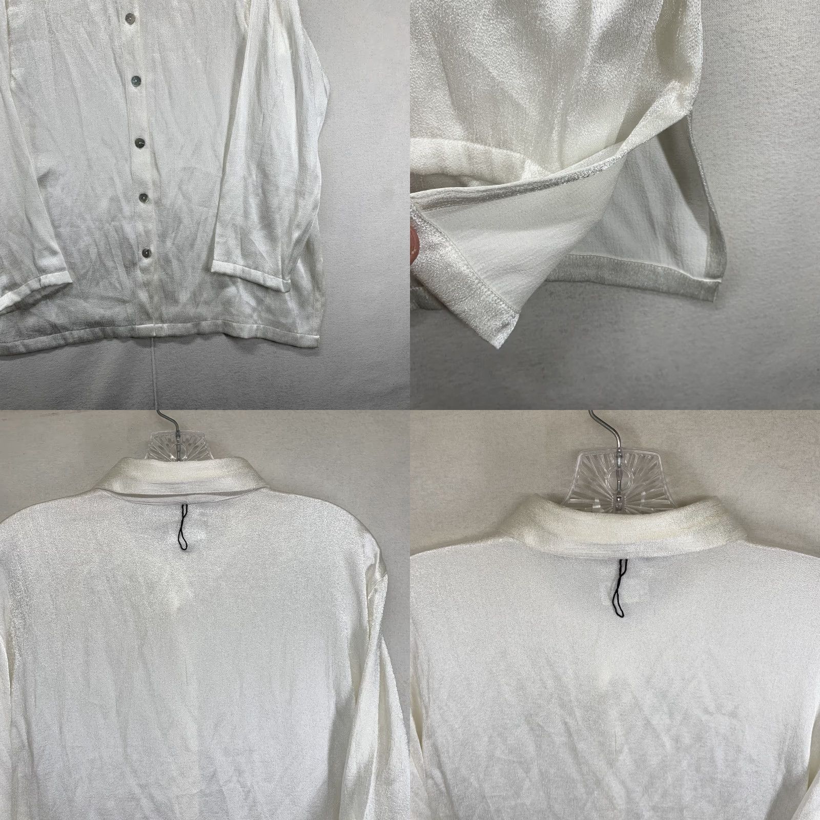 Vintage VINTAGE Stonebridge Women’s Button-Up White Satin Long Sleeve Collared Top L Casual Shirt Angel 80s 90s Classic Couture Shell Princess Size L / US 10 / IT 46 - 9 Thumbnail