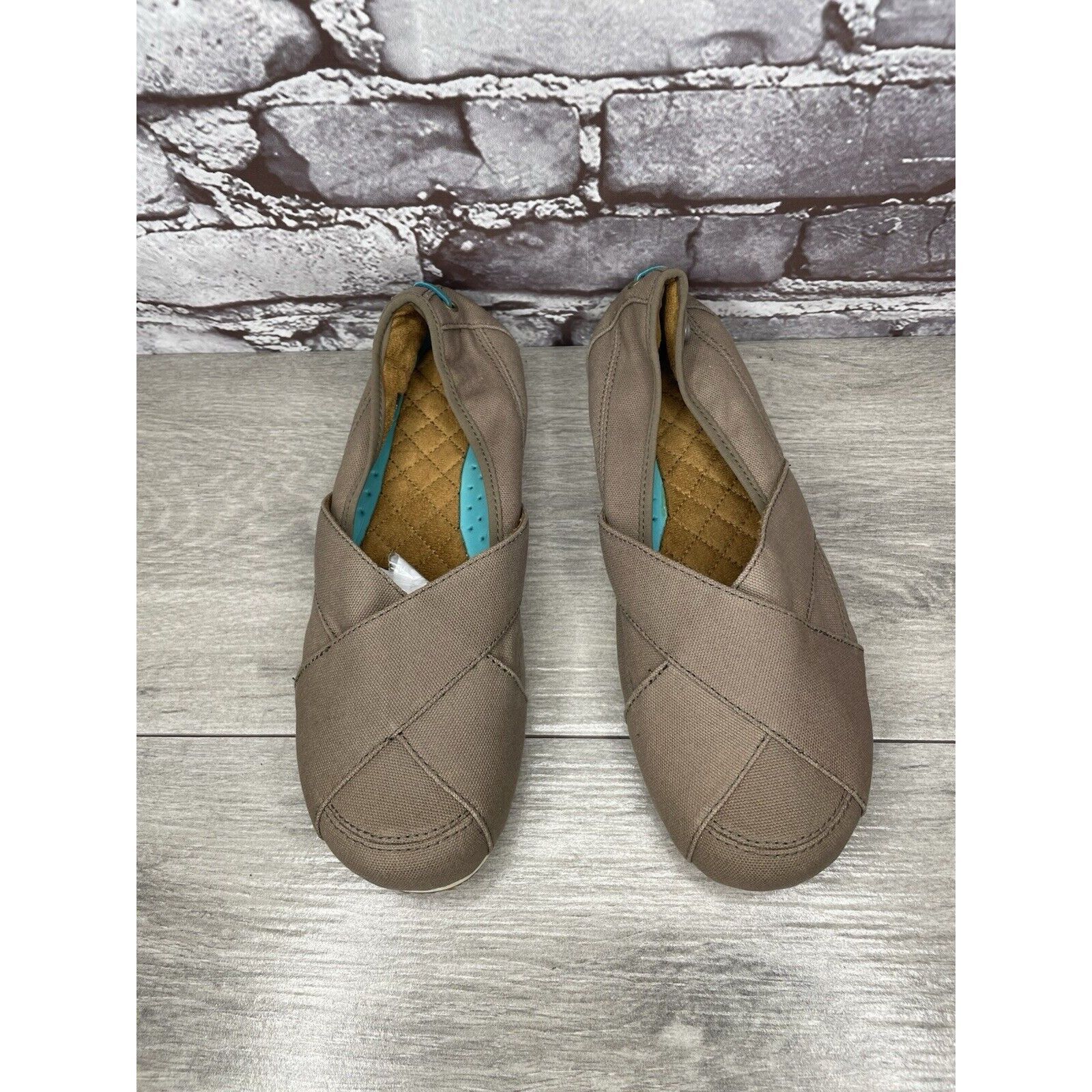 Other Mozo Taupe Canvas Fabric Comfort Slip Ballet Flats Shoes Wom Size US 8 / IT 38 - 13 Thumbnail