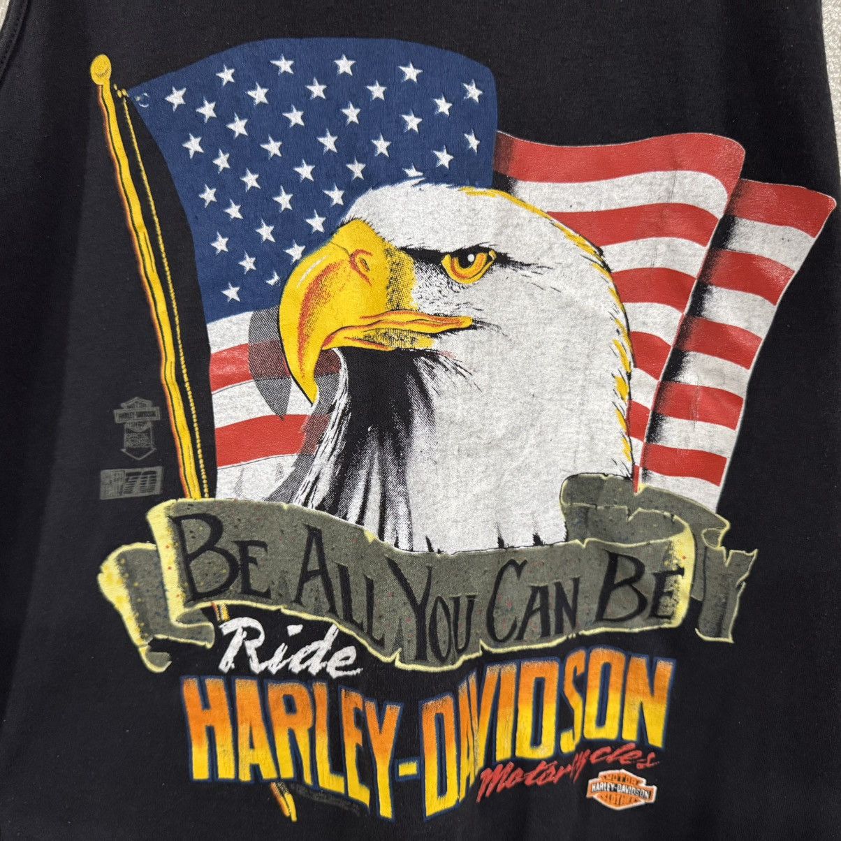Harley Davidson Vintage 1990 Harley Davidson Eagle Flag TankTop Mens 2XL Size US XXL / EU 58 / 5 - 6 Thumbnail