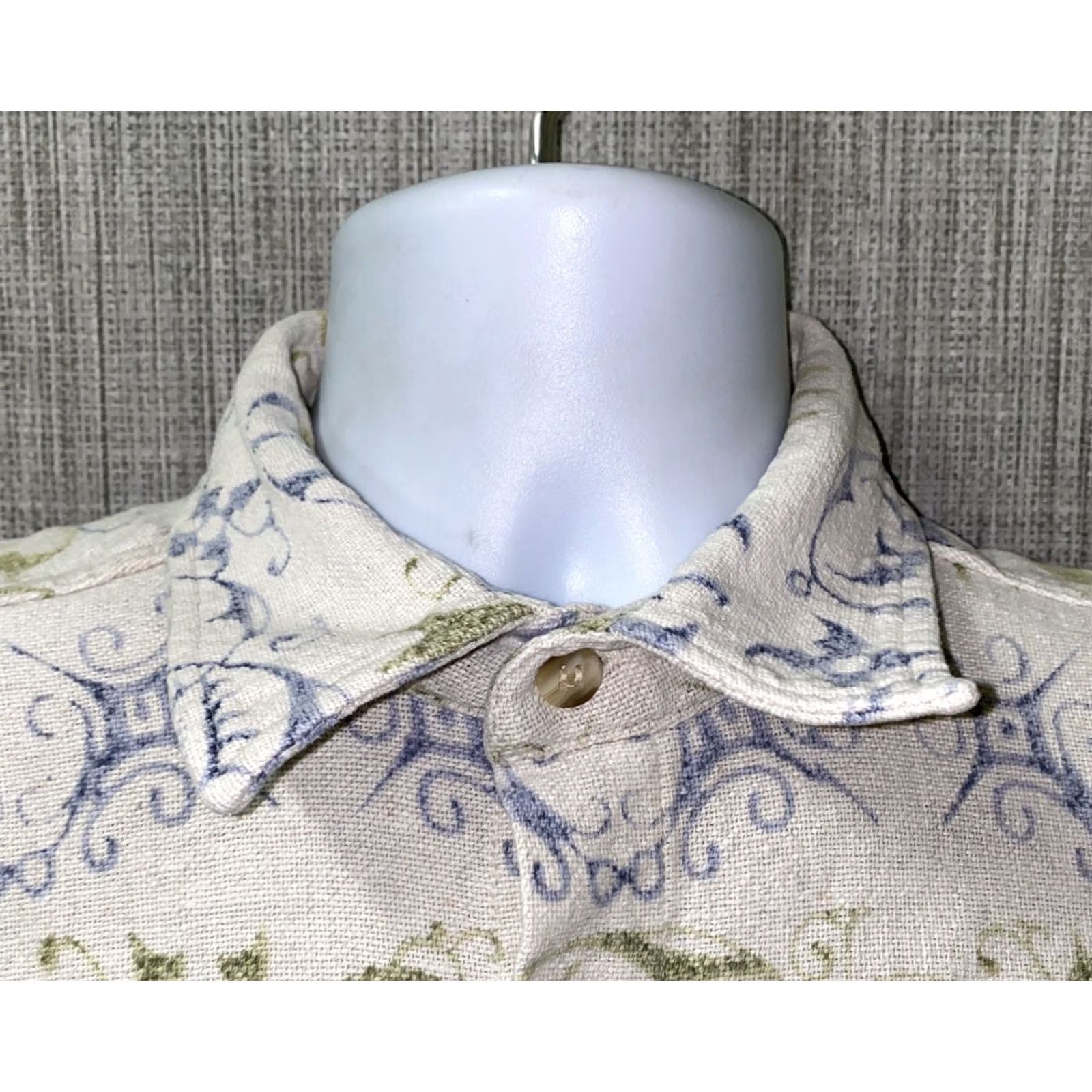 Tom Tailor TOM TAILOR Shirt Men L Multicolor Button Front Cotton/Linen Short Sleeve Geometric Casual Button-Up Clothing Size US L / EU 52-54 / 3 - 3 Thumbnail