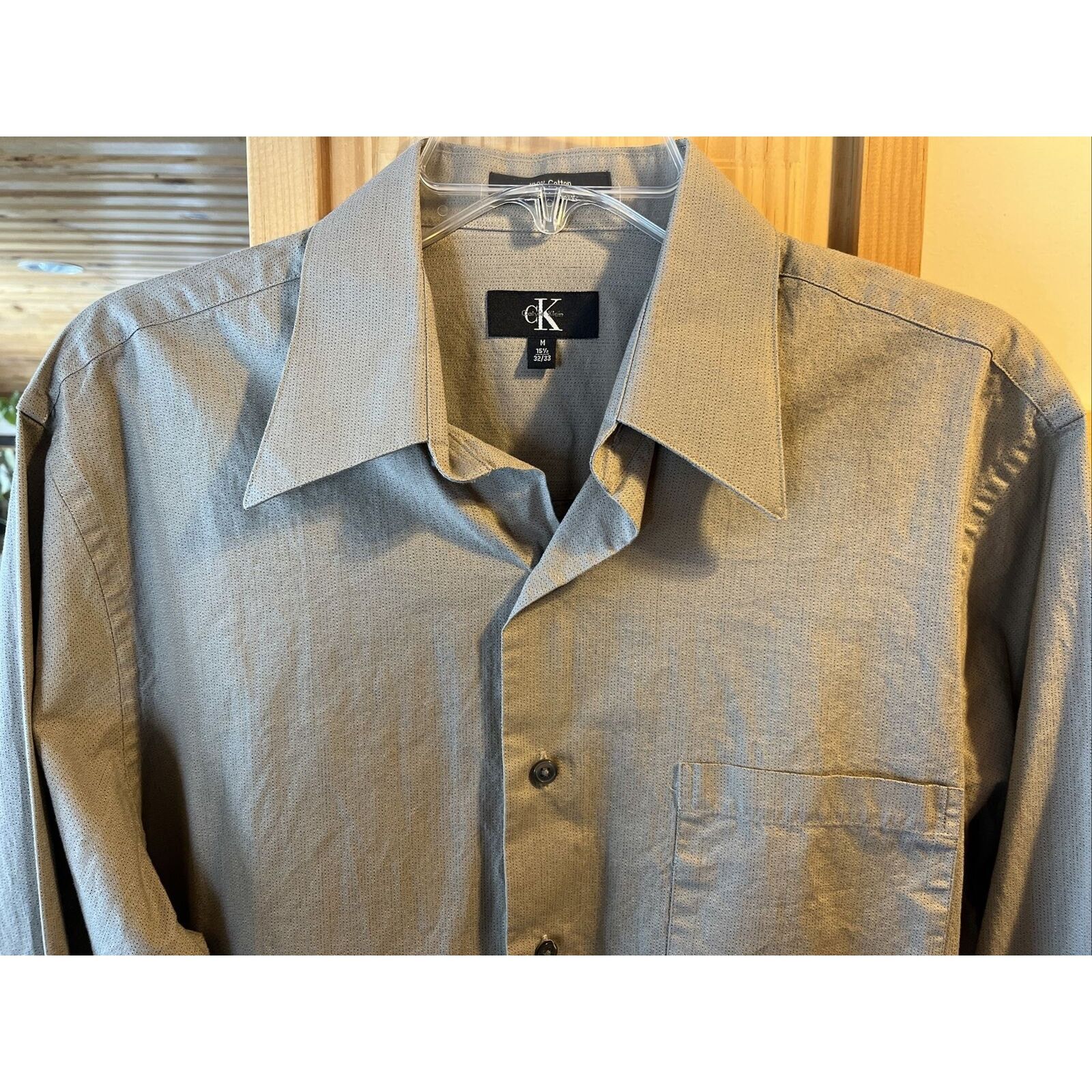 Calvin Klein Calvin Klein Men’s M 15.5 32/33 Brown Khaki LS Cotton Shirt Size US M / EU 48-50 / 2 - 6 Thumbnail