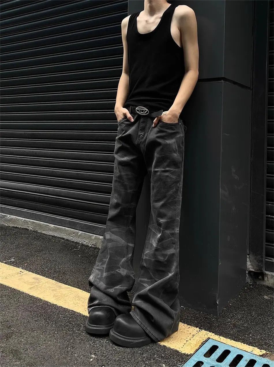 Japanese Brand Retro loose washed wave pattern jeans Size US 32 / EU 48 - 4 Thumbnail