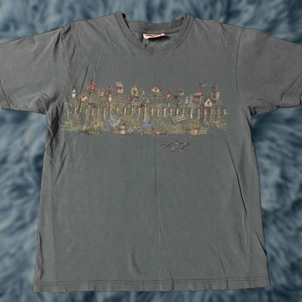 Vintage VINTAGE 90s Bird House All Over Print Faded Distressed Nature Shirt M USA Green Size US M / EU 48-50 / 2 - 1 Thumbnail