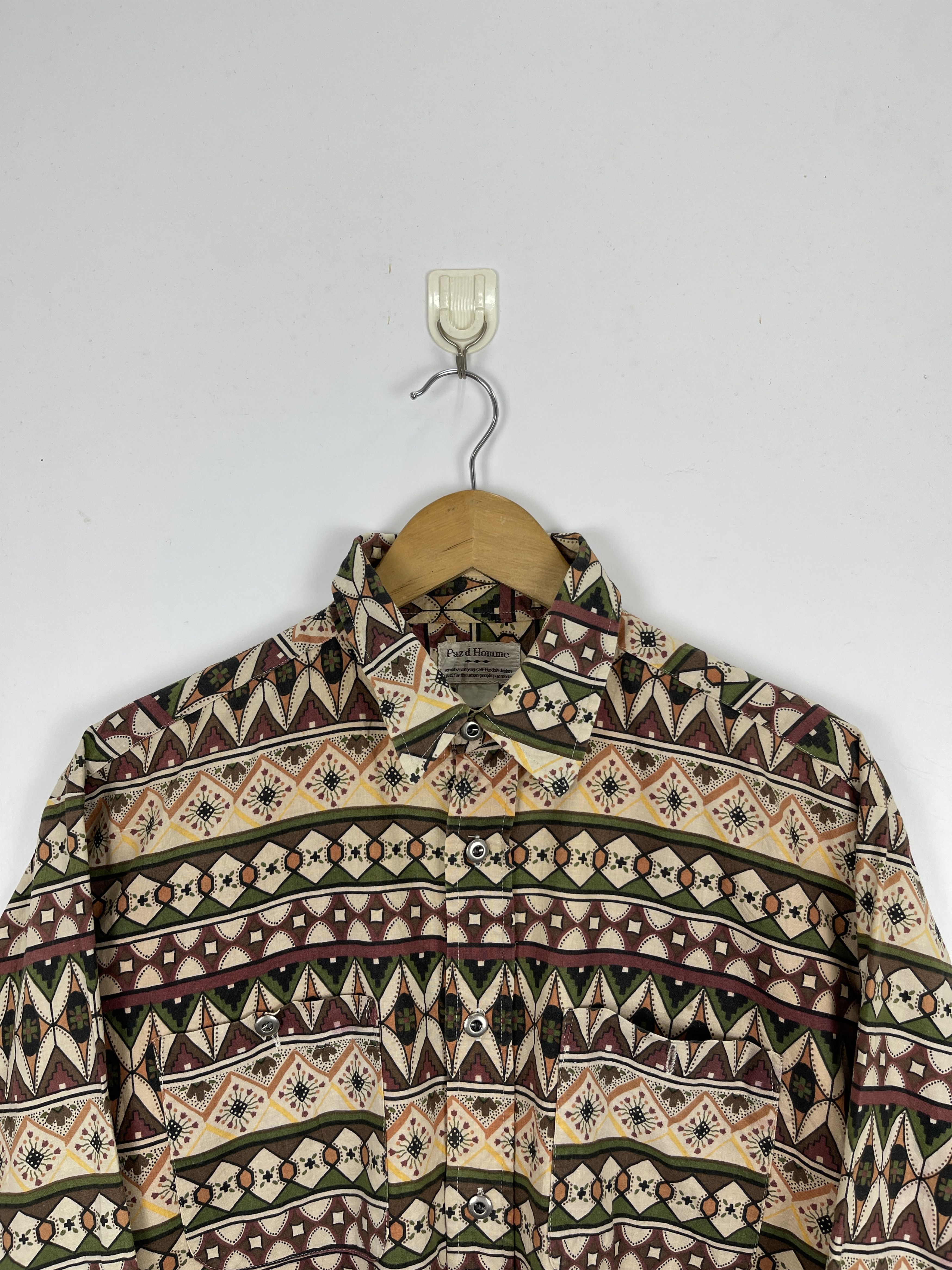Vintage Vintage 80s Italian Designer Native Navajo Motive Shirt Size US L / EU 52-54 / 3 - 2 Thumbnail